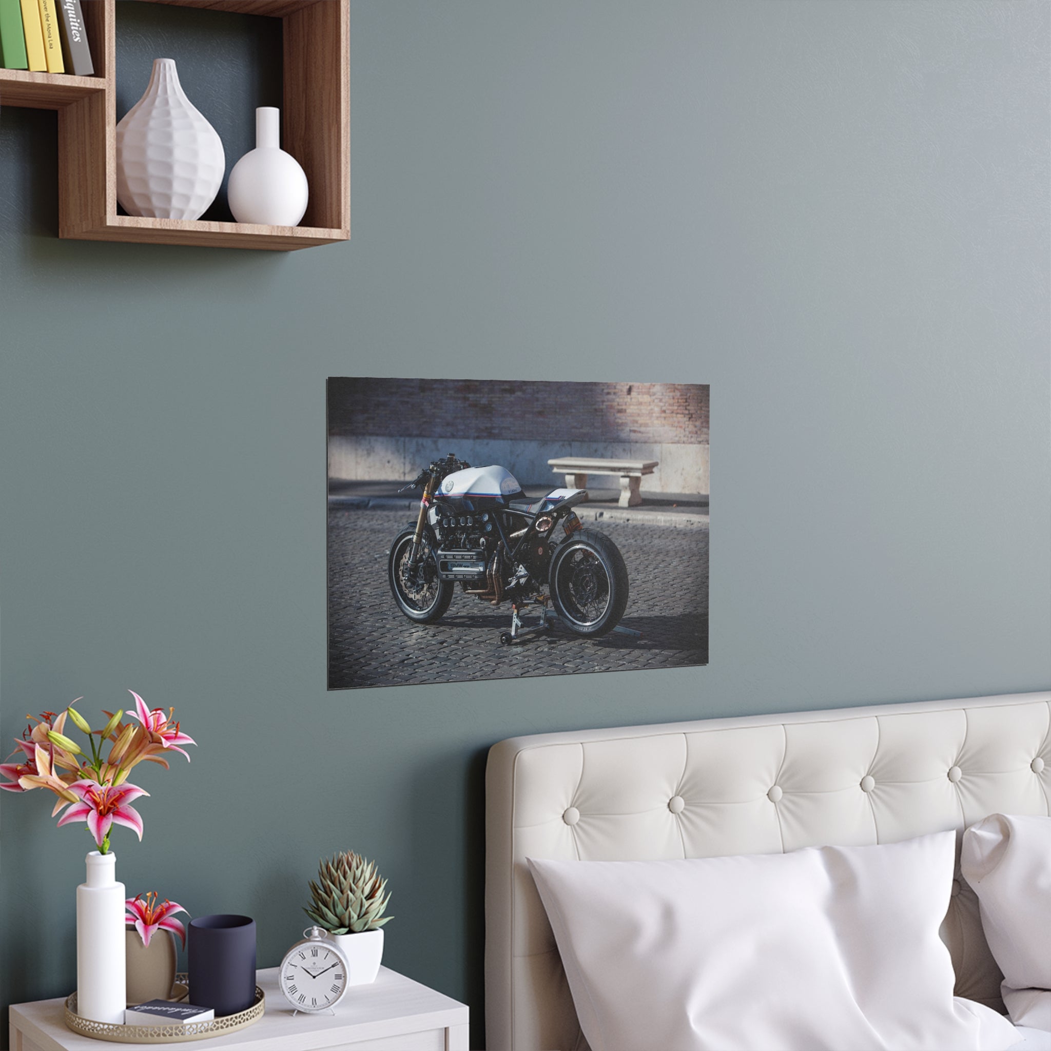 Vintage Cafe Racer Motorcycle Silk Poster | Wall Art Print