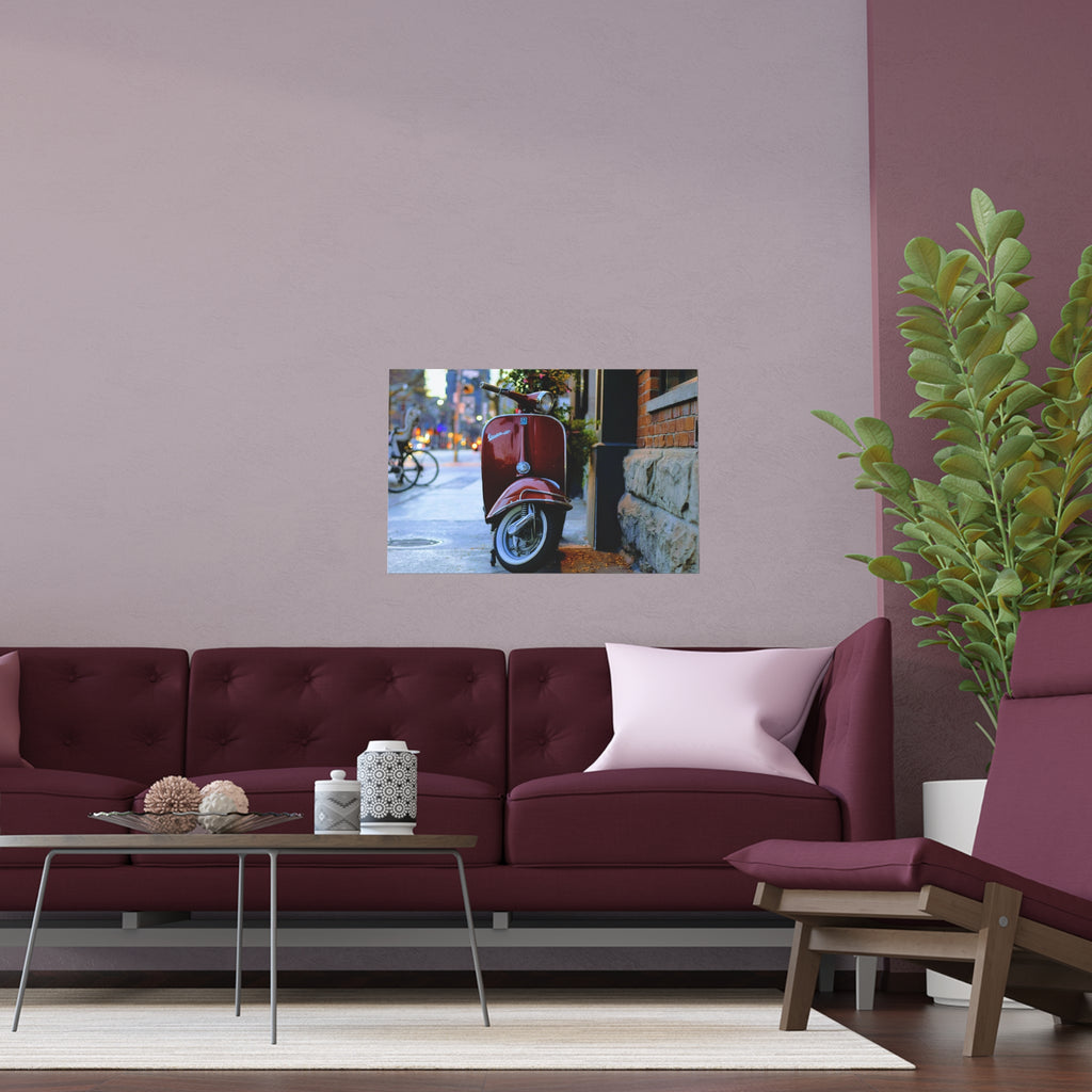 Red Vespa Scooter Poster silk print | Poster