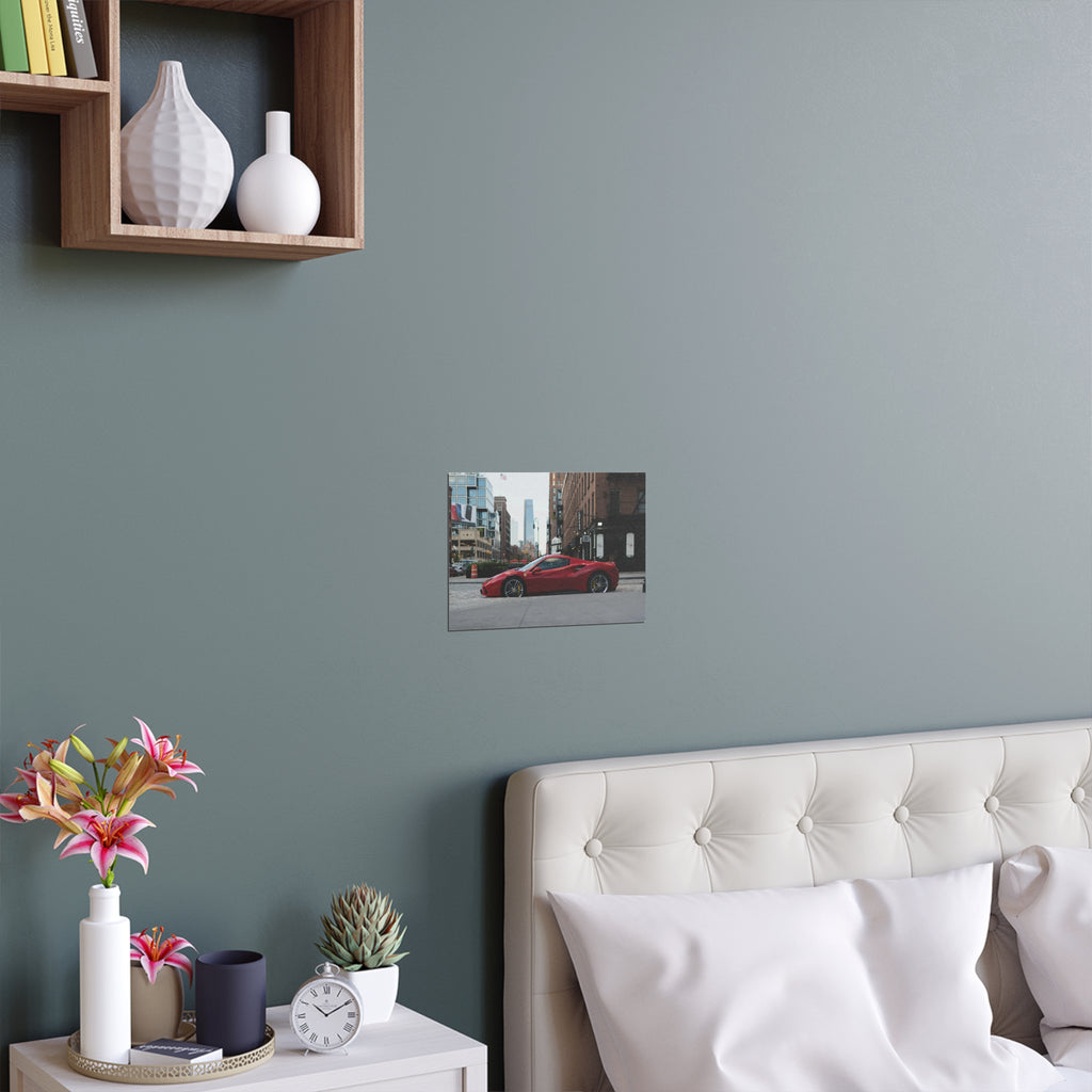 Red Sports Car City Street poster