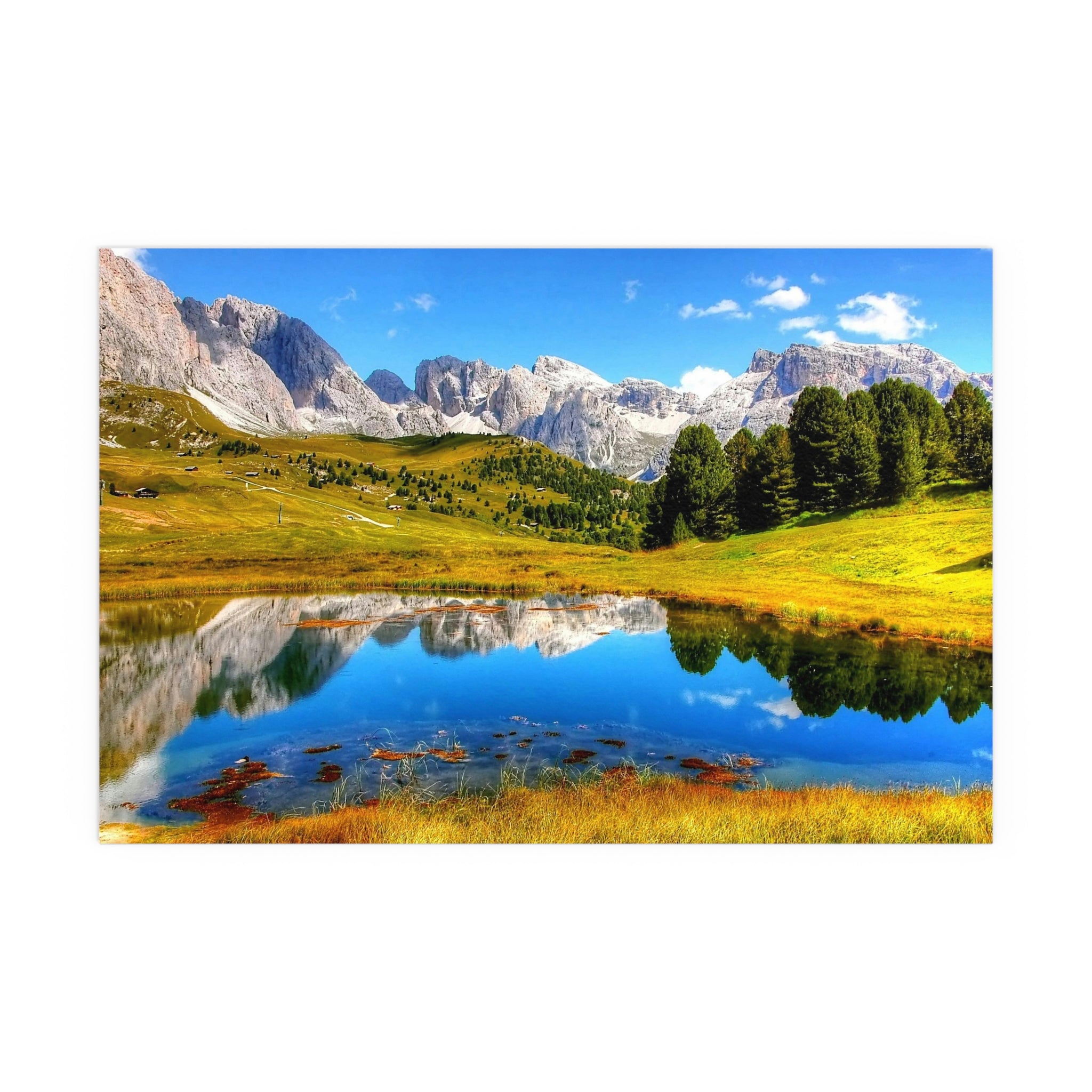 Mountain Lake Reflection silk poster | landscape wall art, outdoor scene