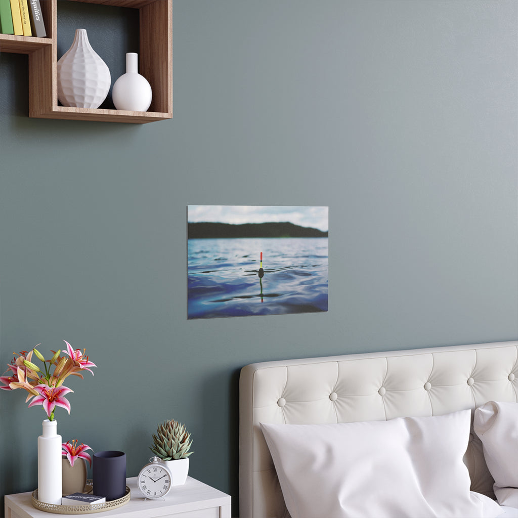Fishing Bobber in Calm Lake Silk Poster | Indoor Outdoor Wall Art