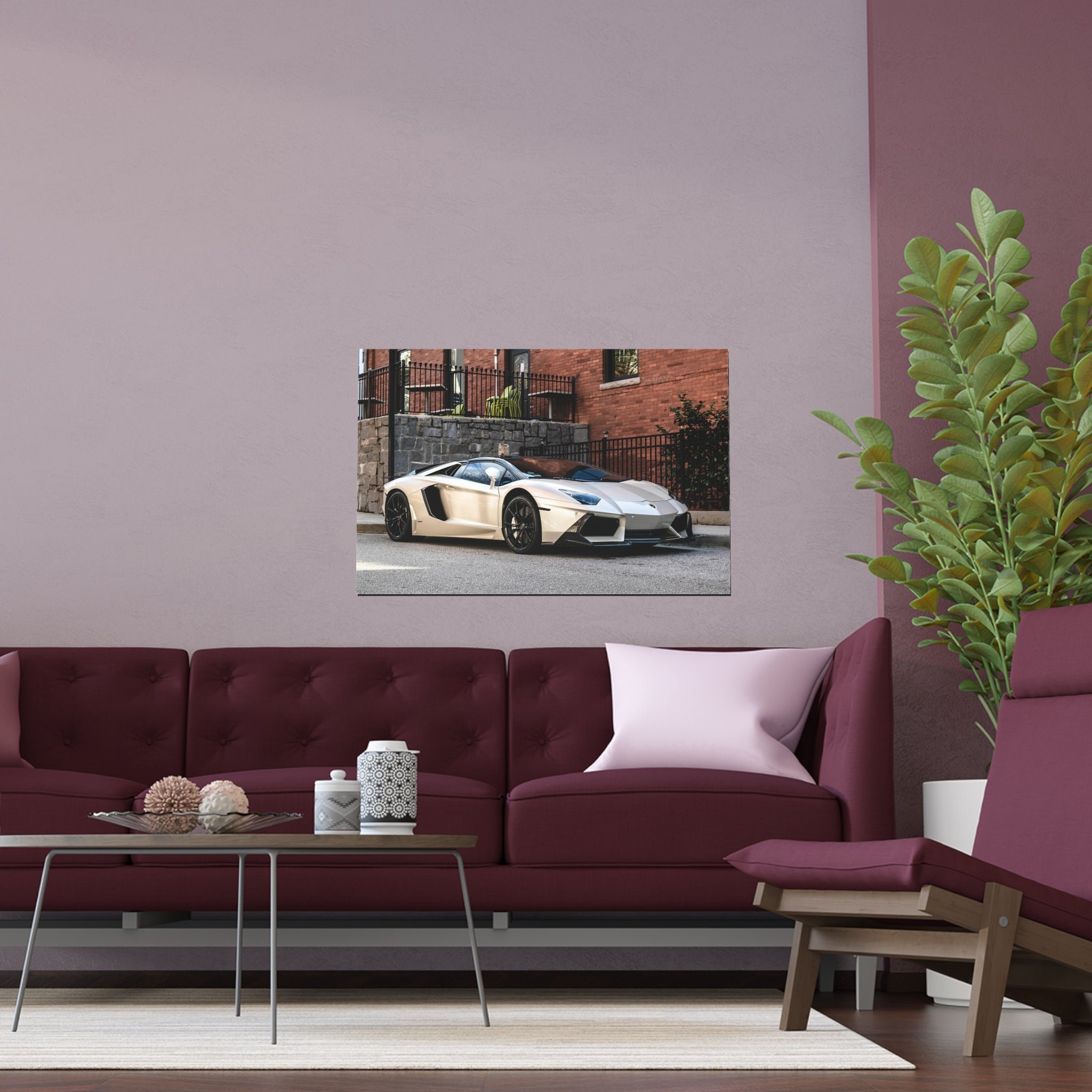White Lamborghini Sports Car Poster | Silk Poster