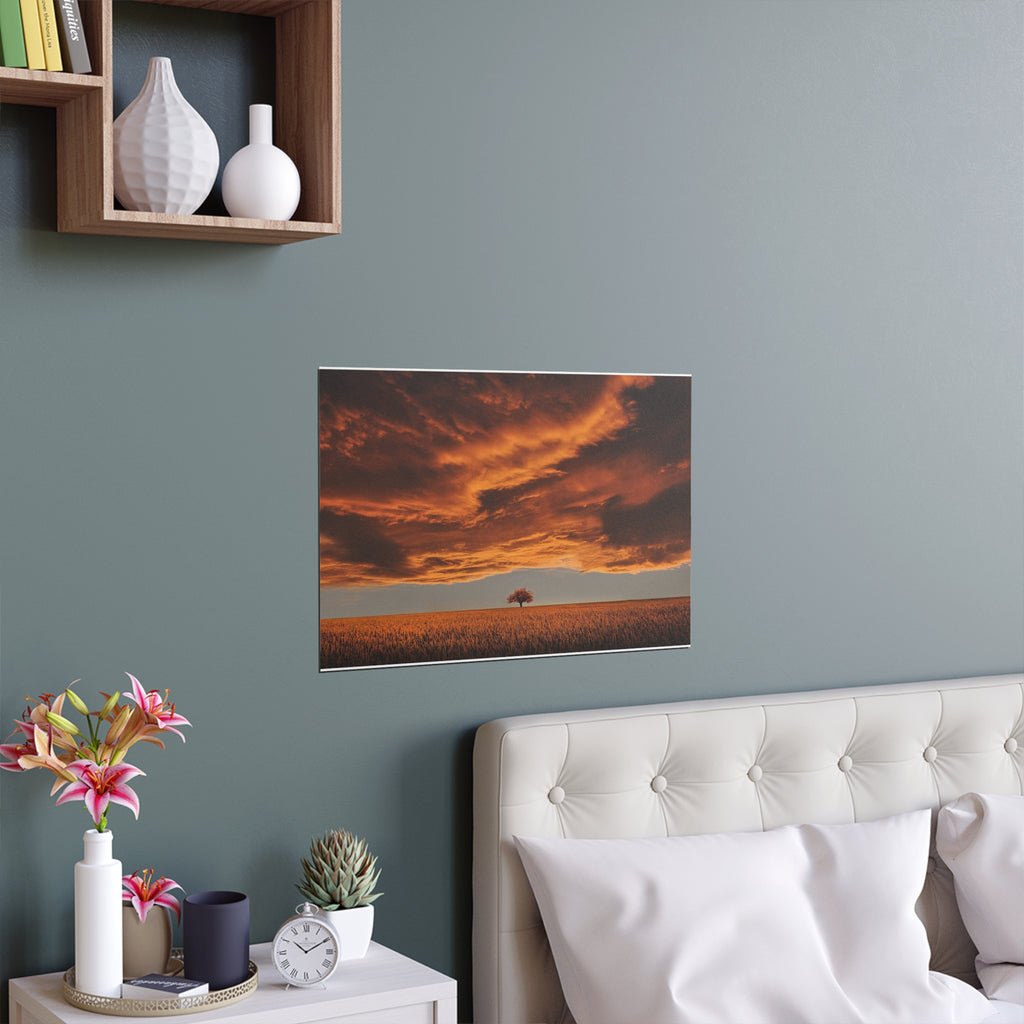 Dramatic Orange Sunset Tree Silk Poster | Wall Art Print