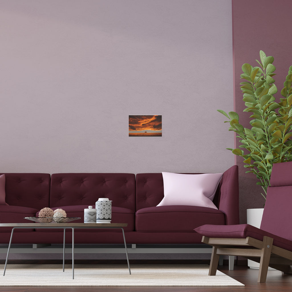 Dramatic Orange Sunset Tree Silk Poster | Wall Art Print