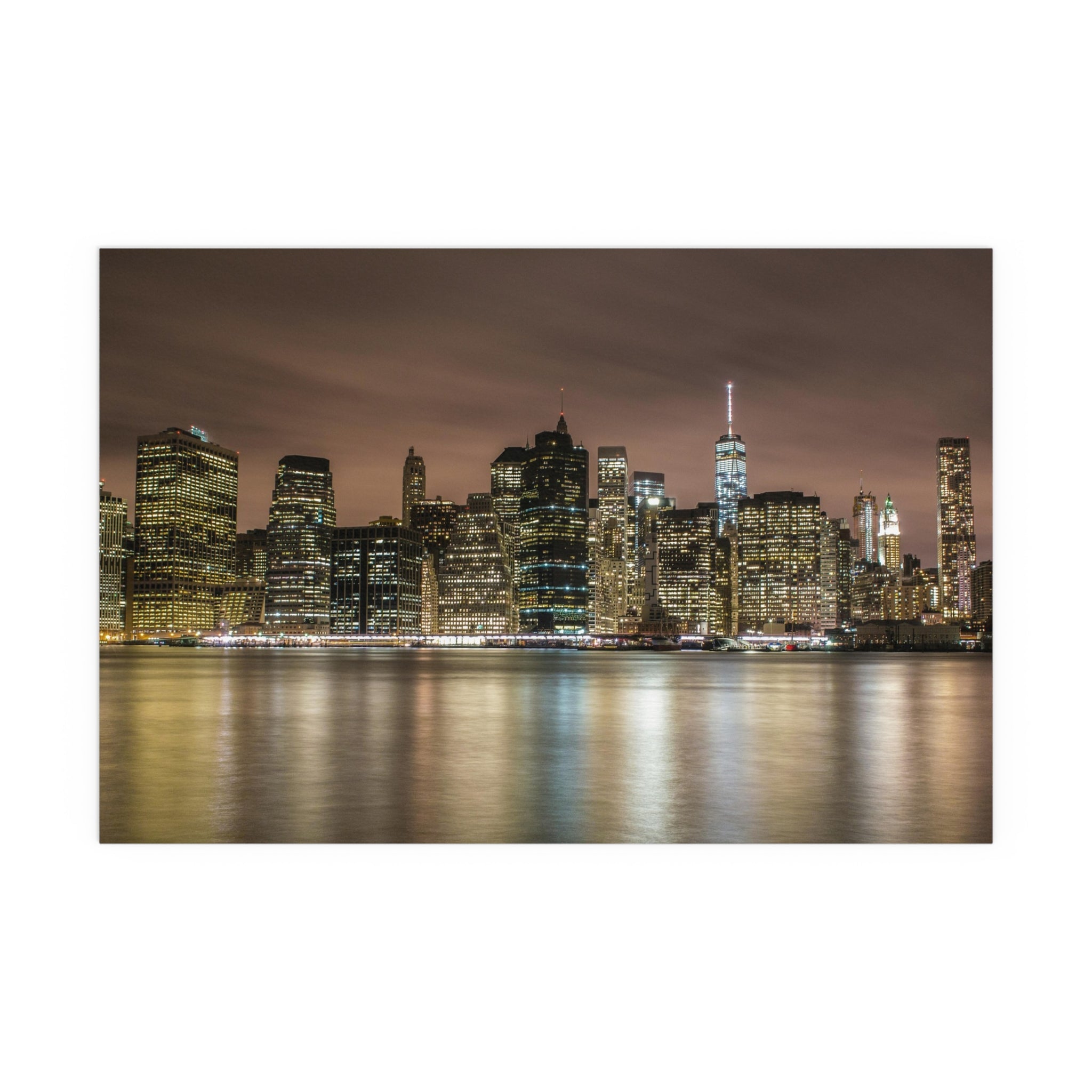 City Skyline at Night Silk Poster | Indoor Outdoor Wall Art