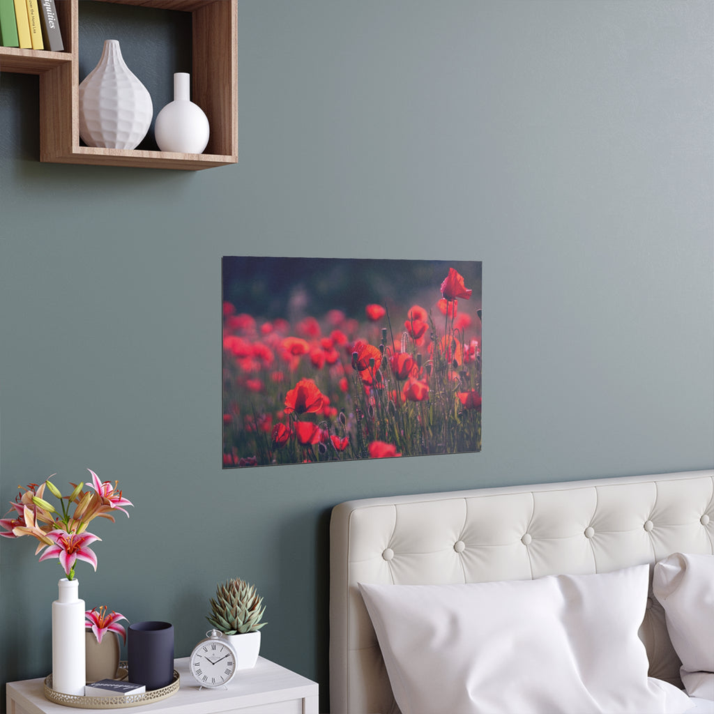 Red Poppy Field Silk Poster | Indoor Outdoor Wall Art