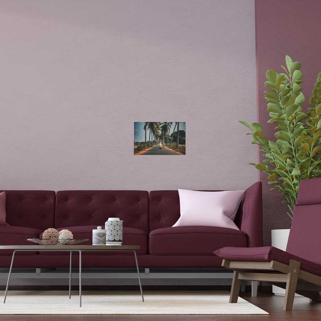 Palm Tree Road Scooter Ride poster | Silk Poster