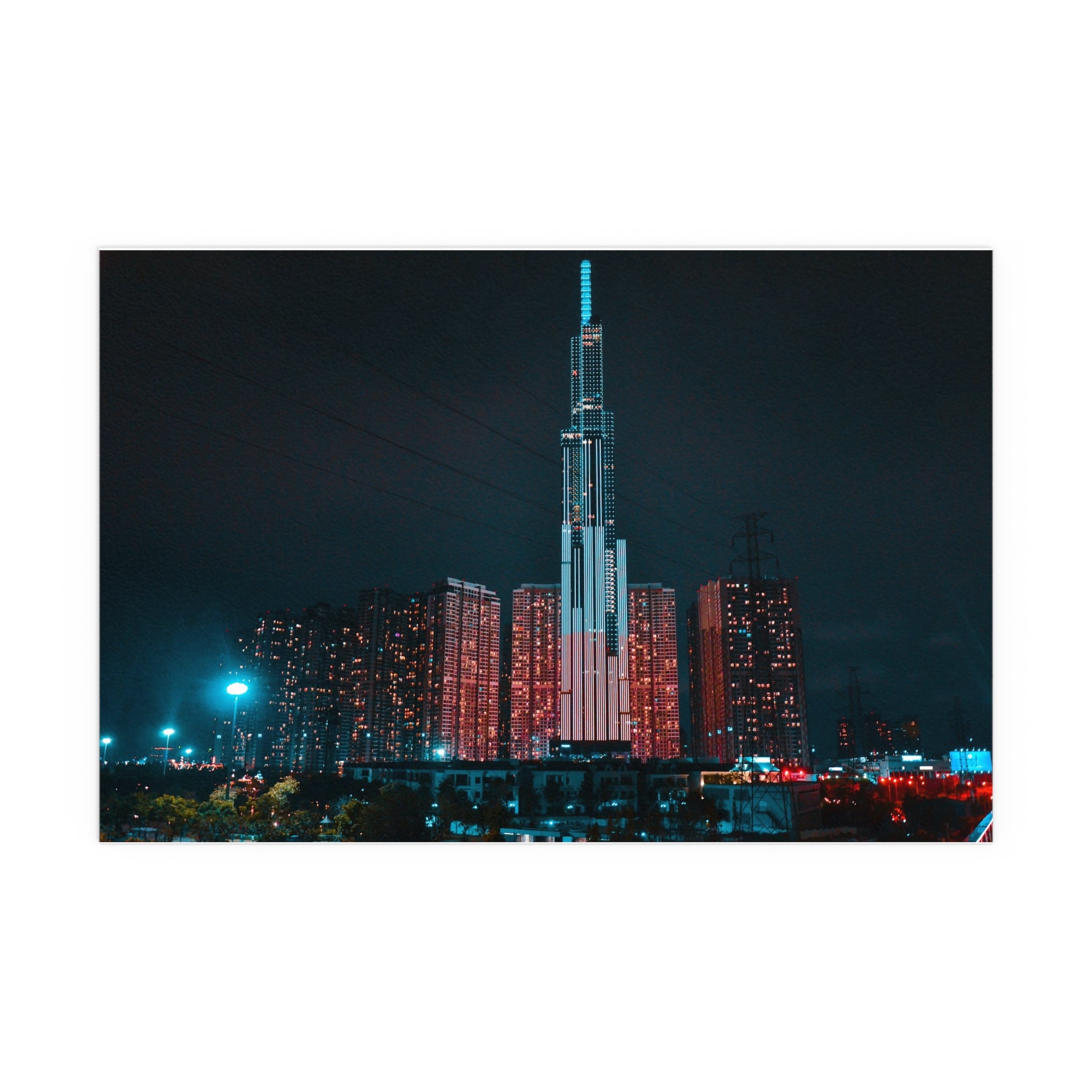 Neon City Skyline Poster