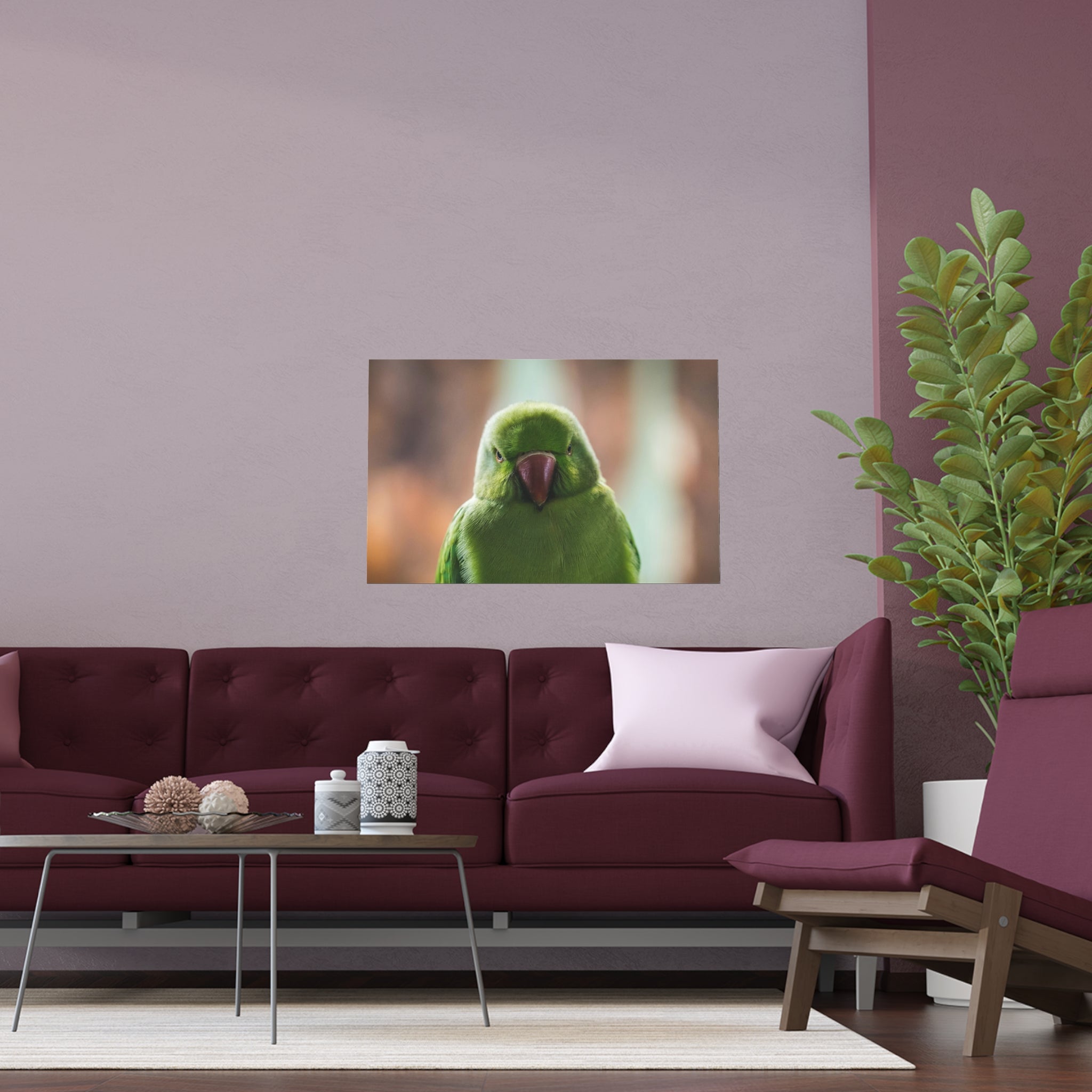 Green Parrot Portrait Silk Poster | Indoor Outdoor Wall Art