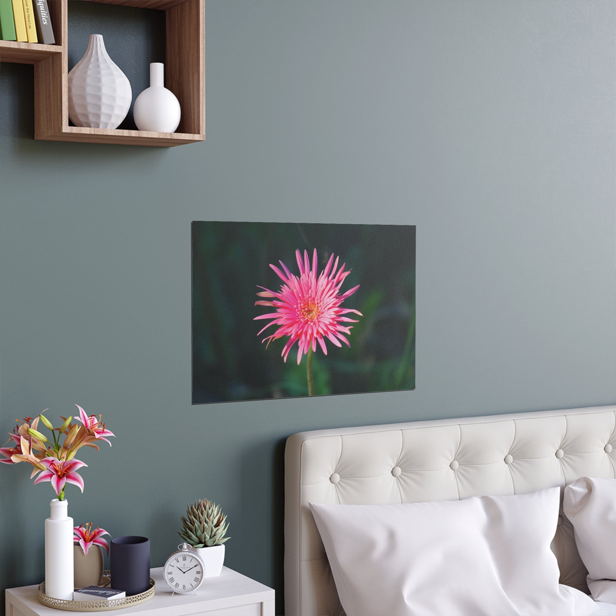 Pink Daisy Bloom Silk Poster | Floral Wall Art, Indoor Outdoor