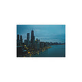 City skyline at dusk Silk Poster | Indoor outdoor wall art