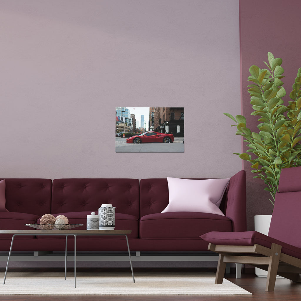 Red Sports Car City Street poster