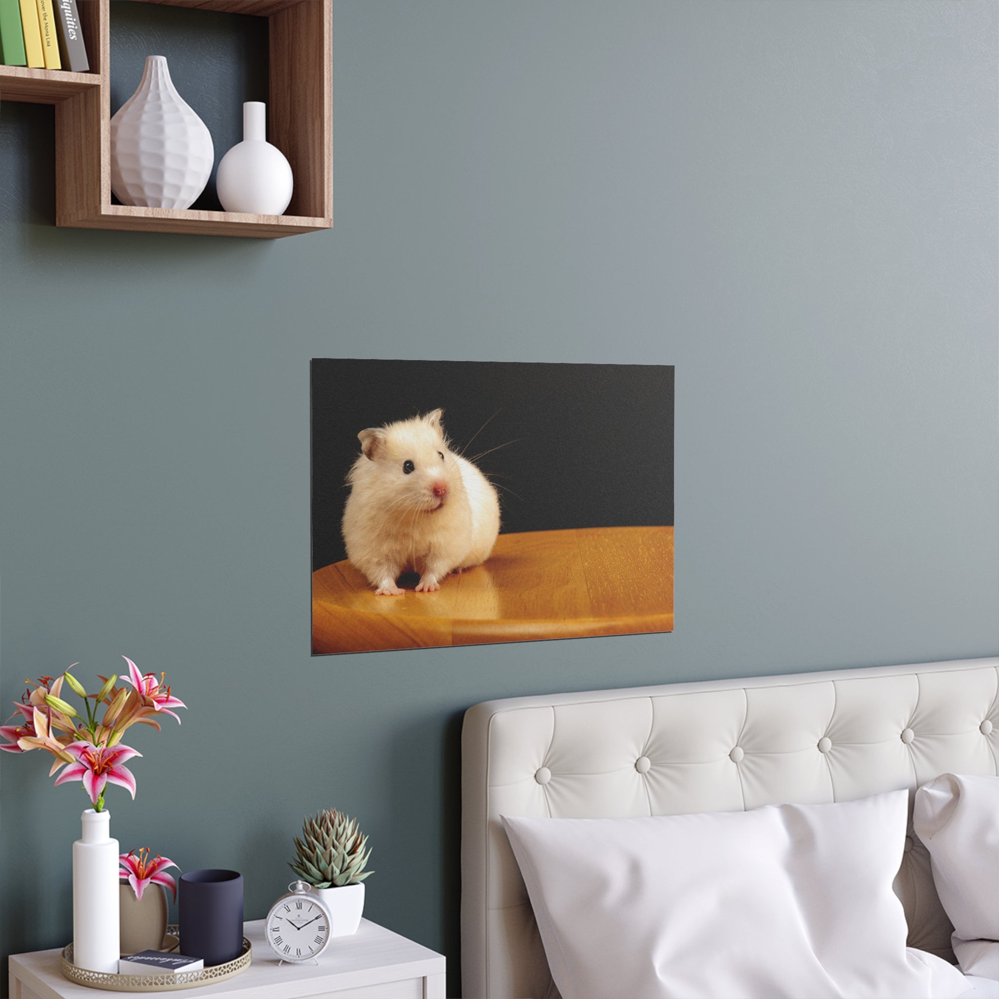 Cute White Hamster Silk Poster | Indoor Outdoor Wall Art