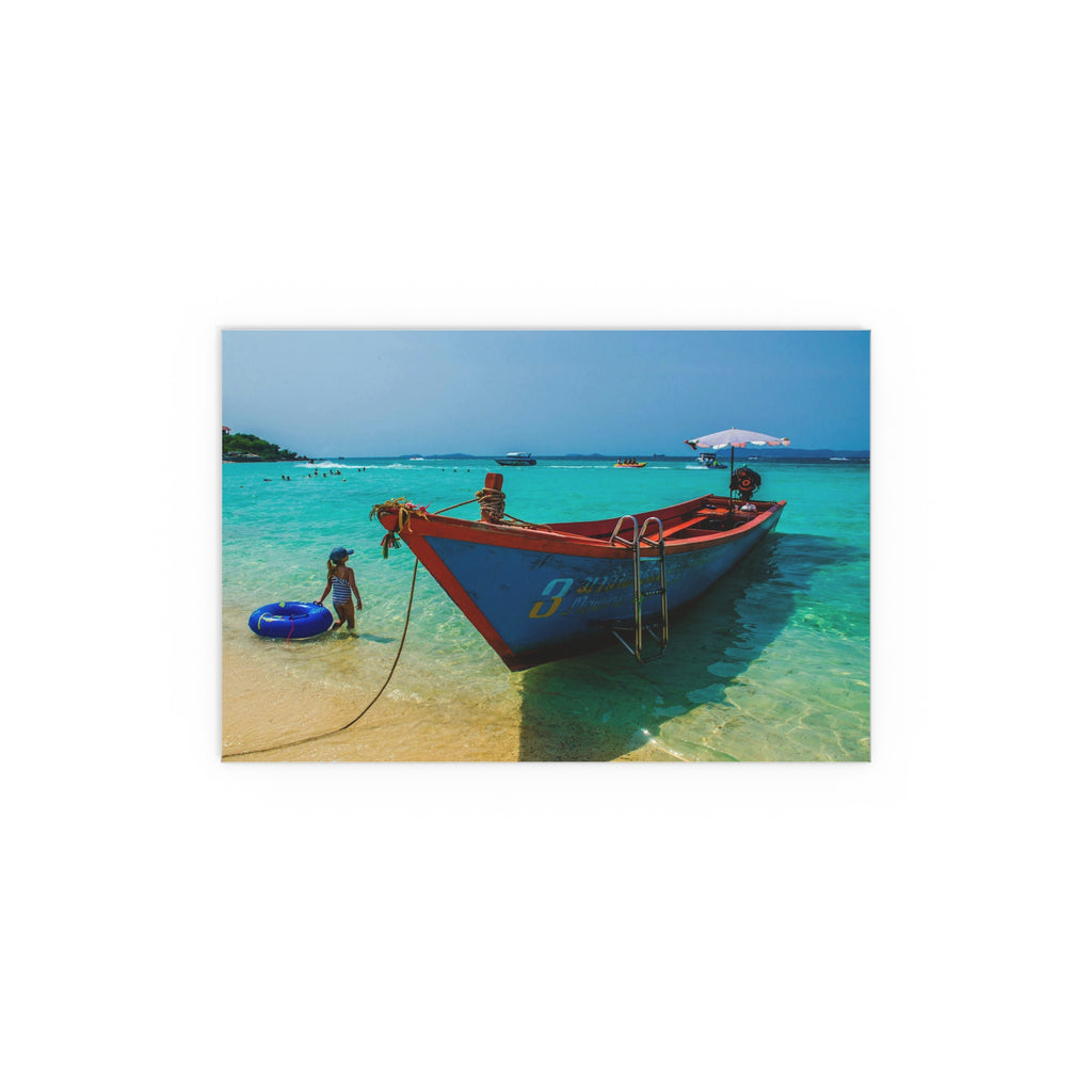 Tropical Boat Beach Poster | Silk Wall Art