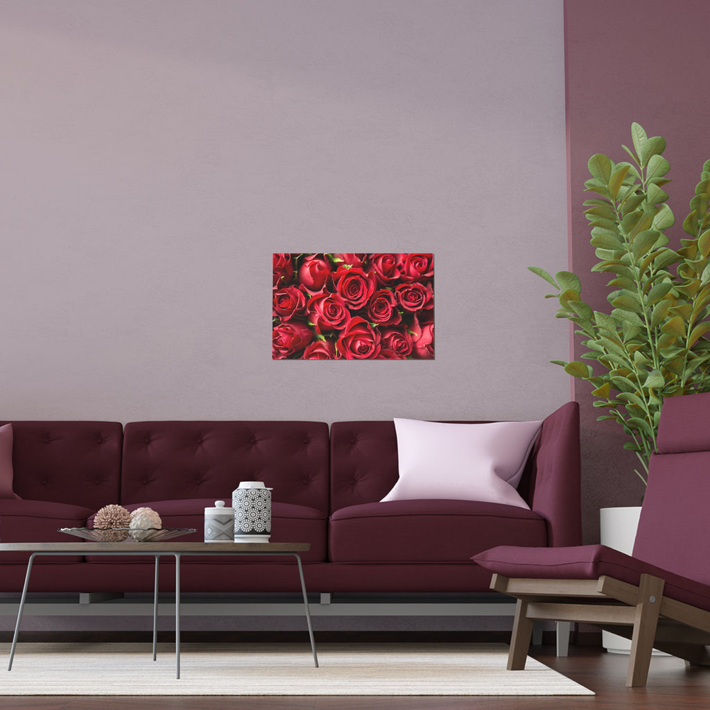 Red Rose Floral Print Silk Poster | Poster