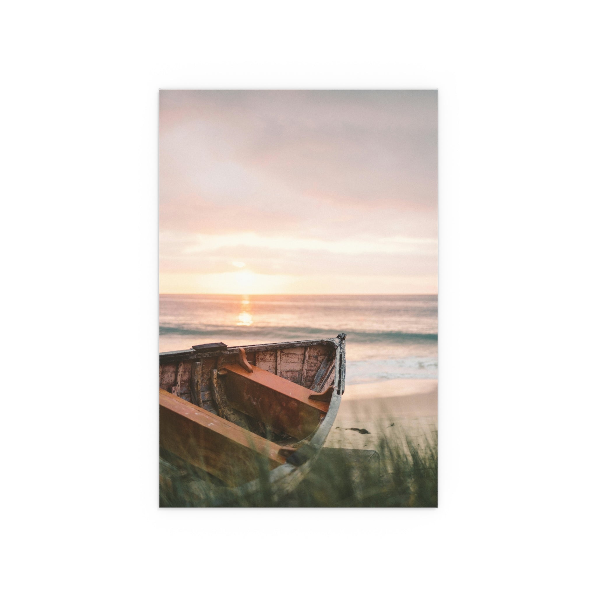 Sunset Rowboat Beach Poster | Silk Wall Art