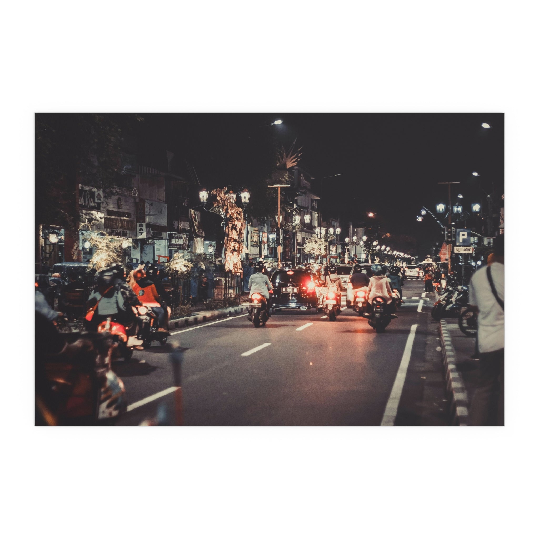 City Night Traffic silk poster | urban street photography wall art