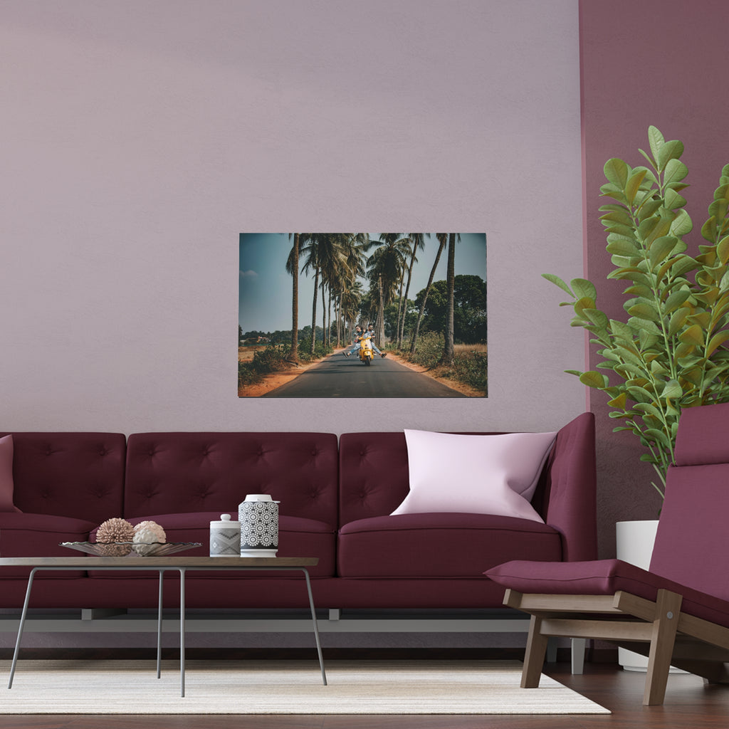 Palm Tree Road Scooter Ride poster | Silk Poster