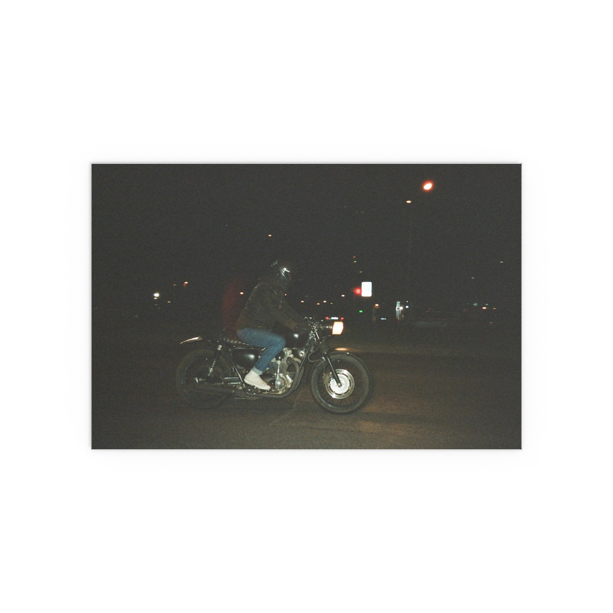 Nighttime Motorcycle Photo silk poster | wall art