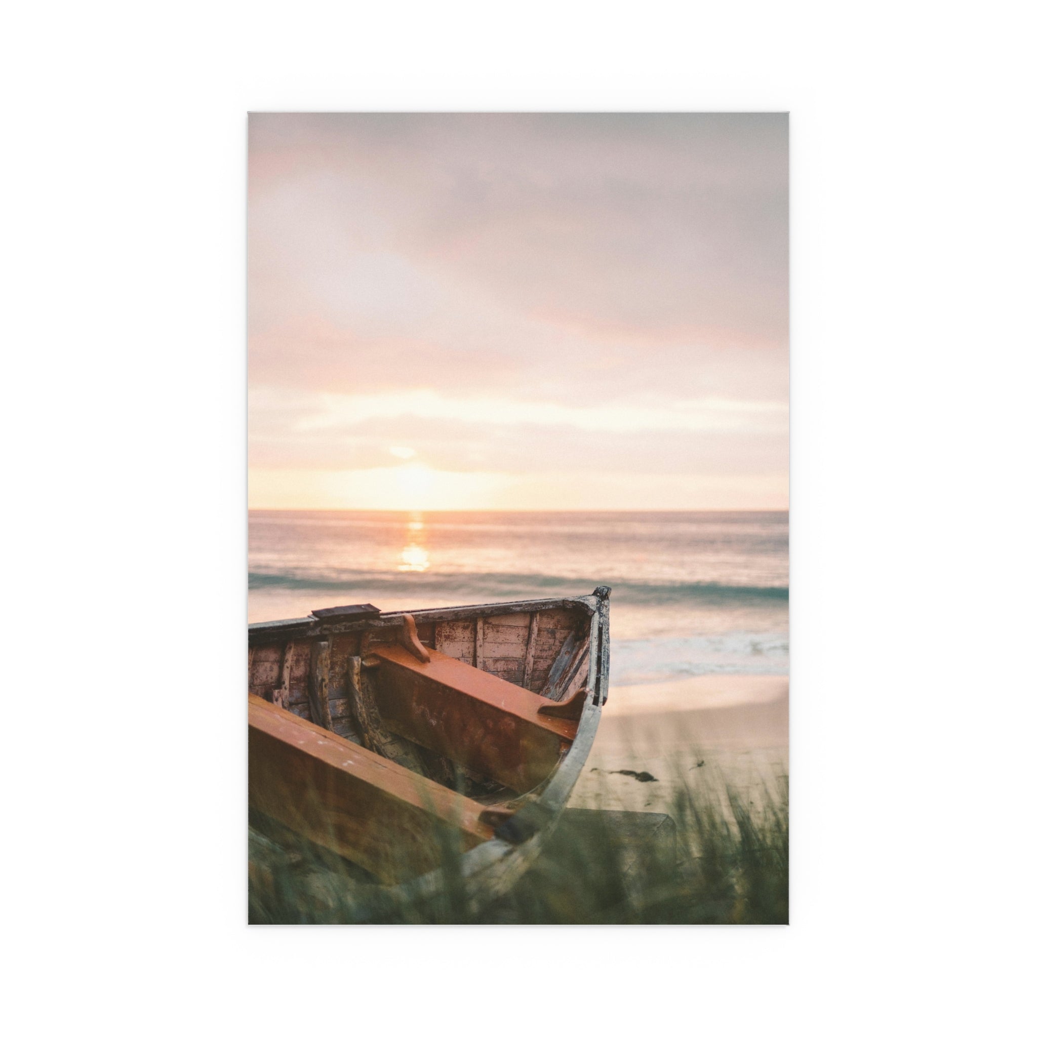 Sunset Rowboat Beach Poster | Silk Wall Art