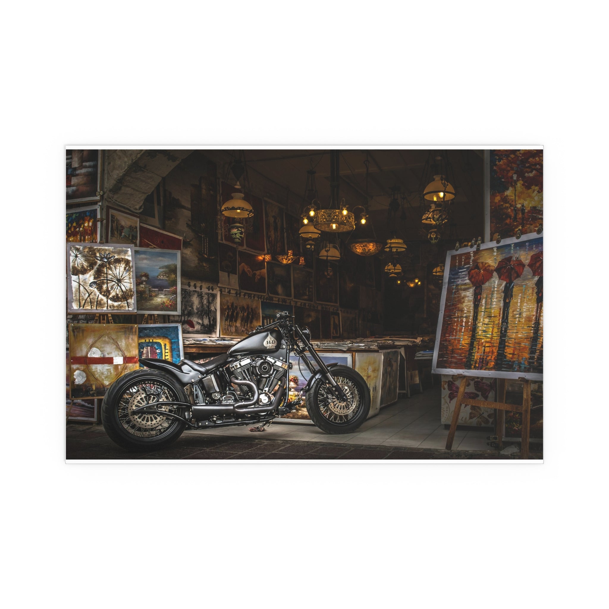 Vintage Motorcycle Garage Silk Poster | Indoor Outdoor Wall Art