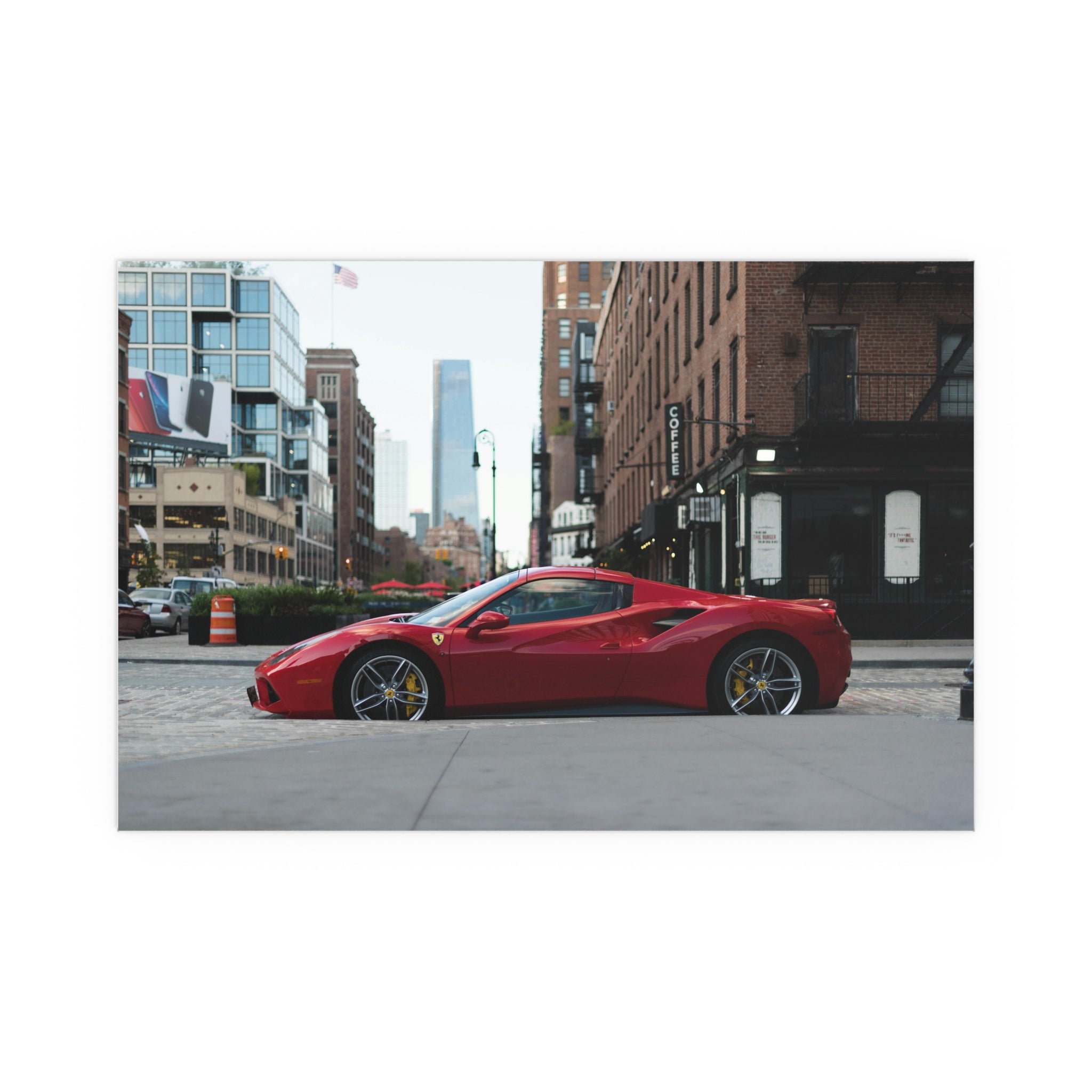 Red Sports Car City Street poster