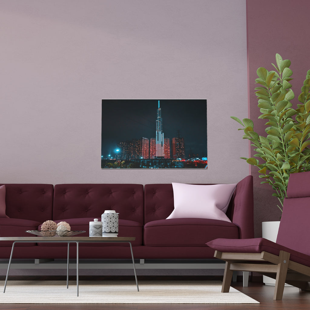 Neon City Skyline Poster