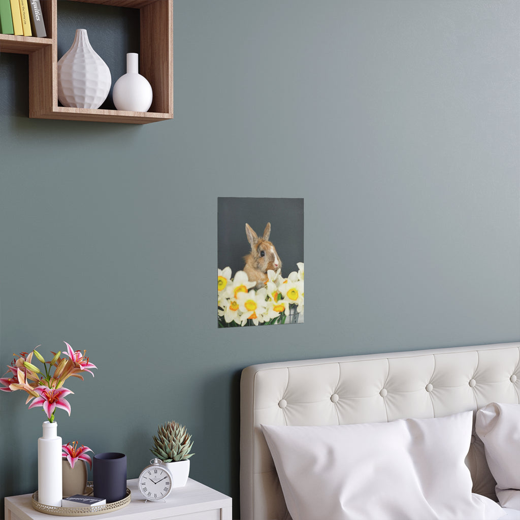 Easter Bunny in Daffodils Silk Poster