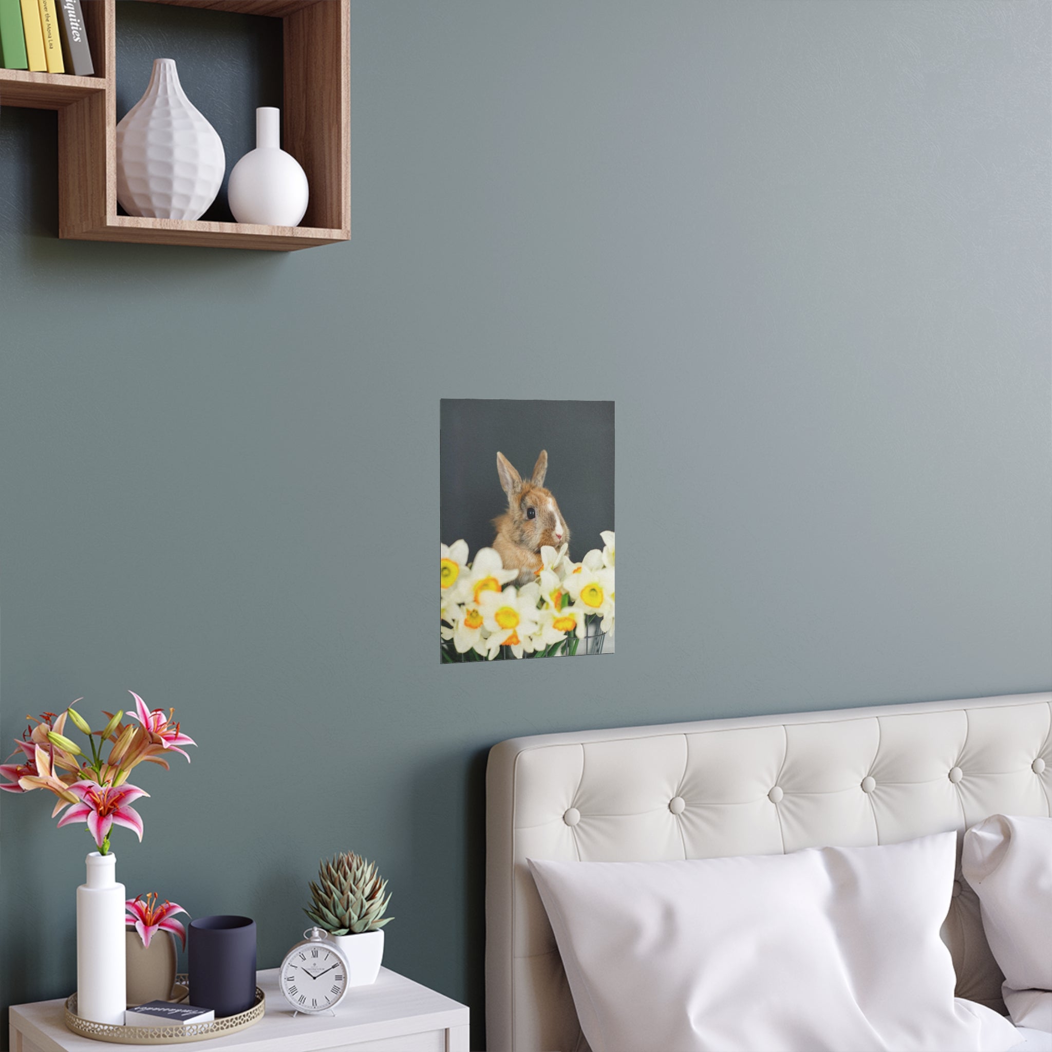 Easter Bunny in Daffodils Silk Poster