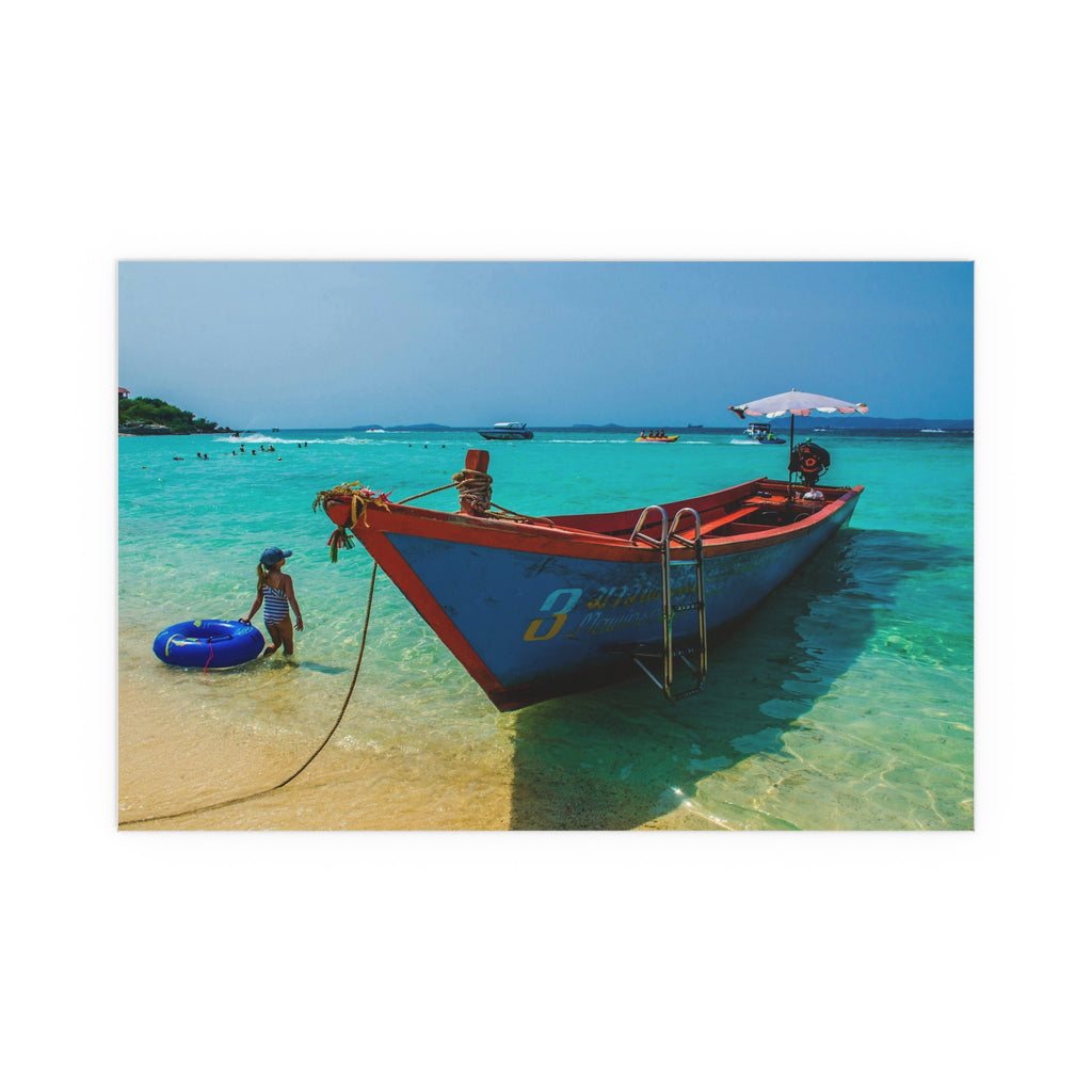 Tropical Boat Beach Poster | Silk Wall Art