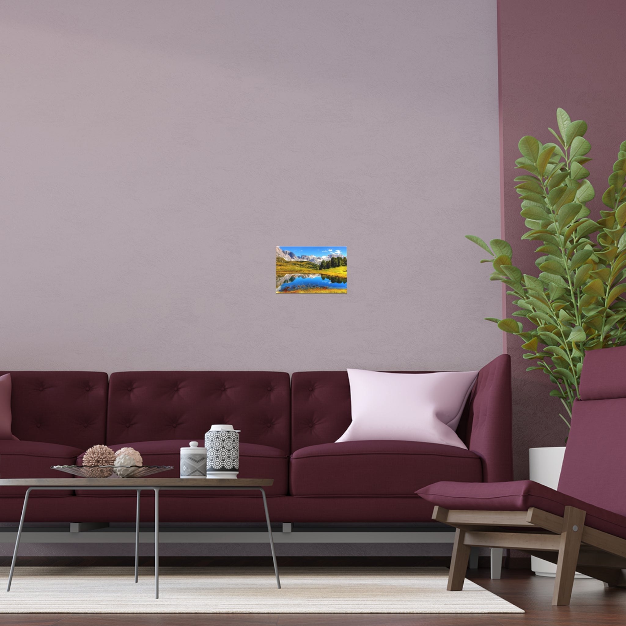 Mountain Lake Reflection silk poster | landscape wall art, outdoor scene