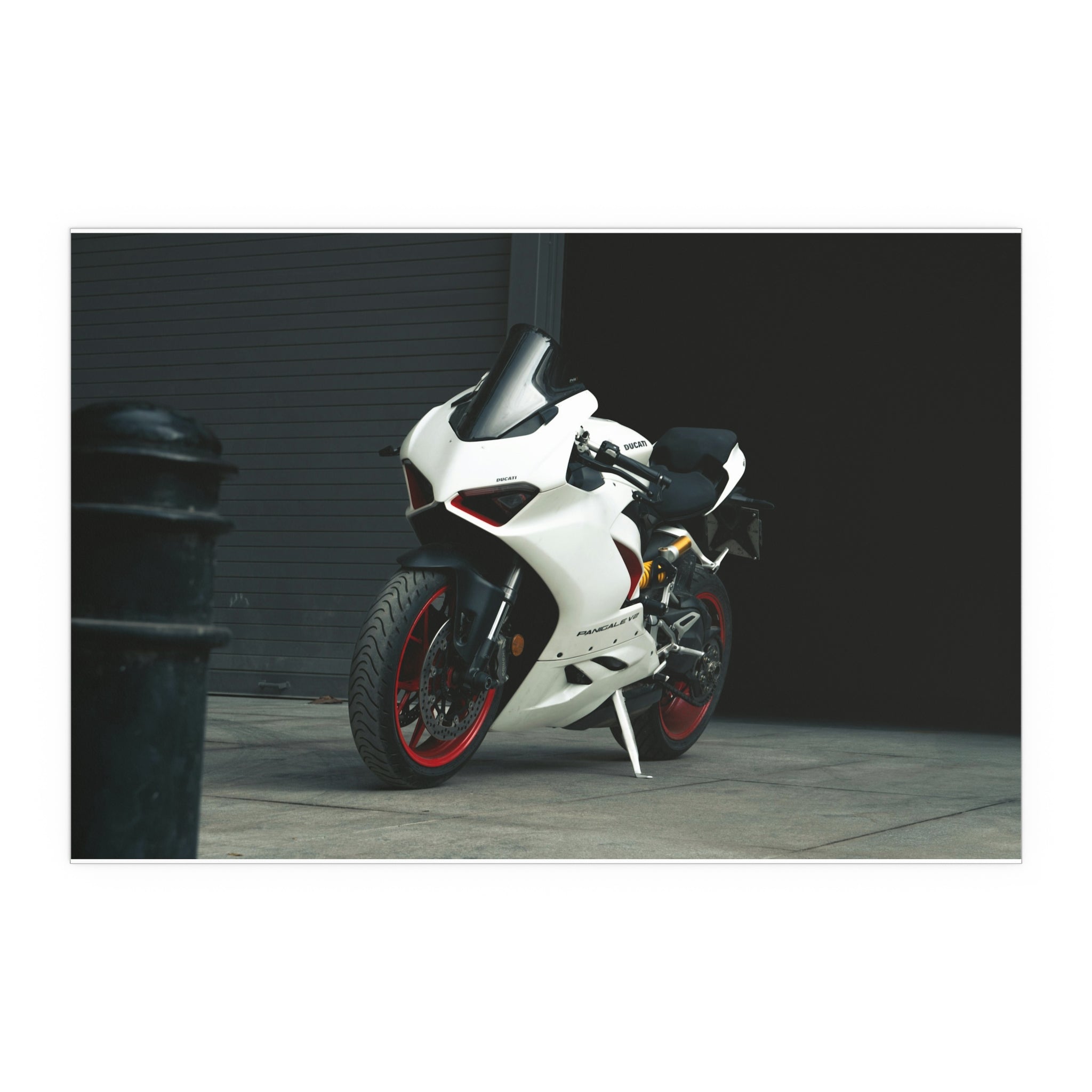 White Sport Motorcycle Poster Silk Print | Indoor Outdoor Wall Art