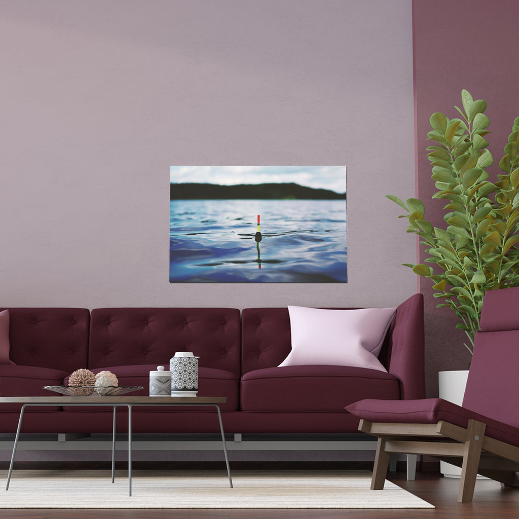 Fishing Bobber in Calm Lake Silk Poster | Indoor Outdoor Wall Art