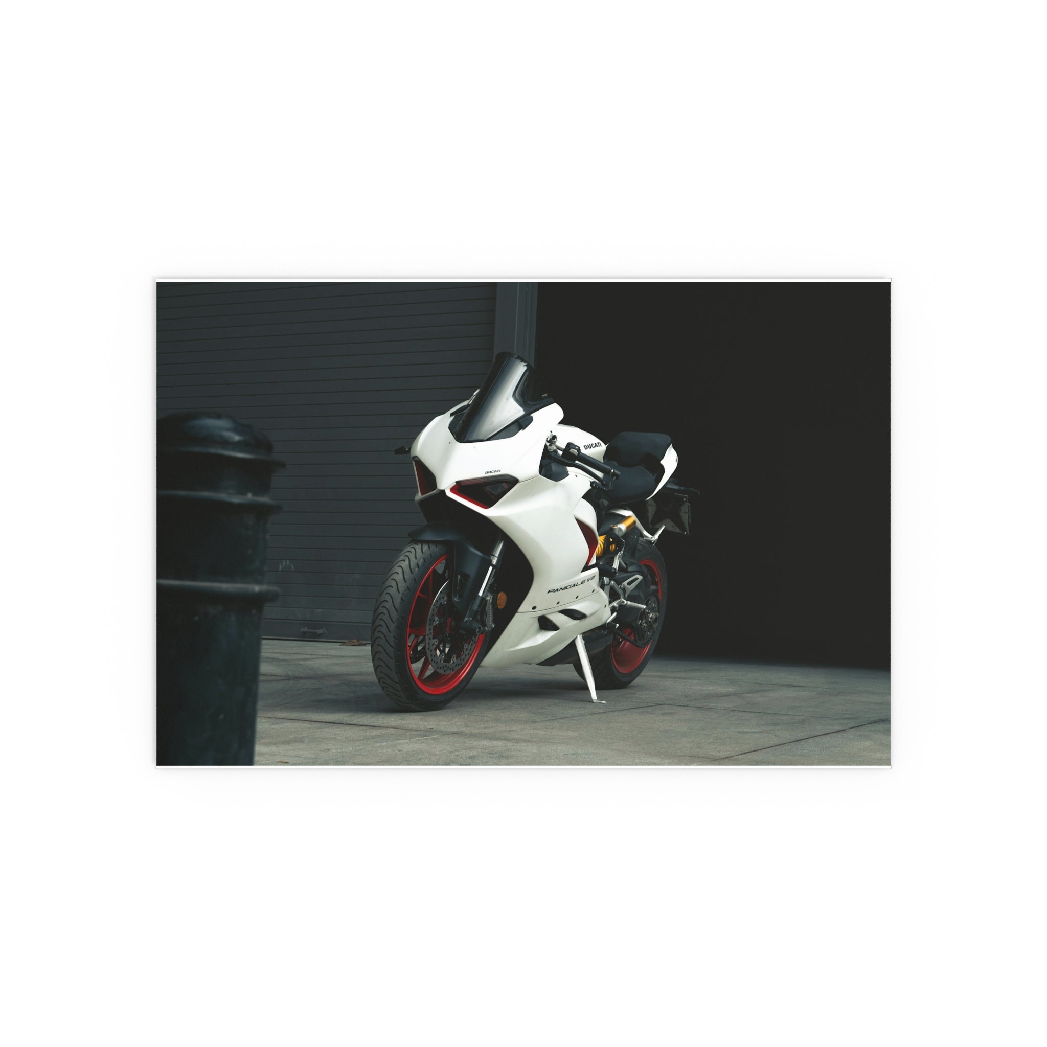 White Sport Motorcycle Poster Silk Print | Indoor Outdoor Wall Art