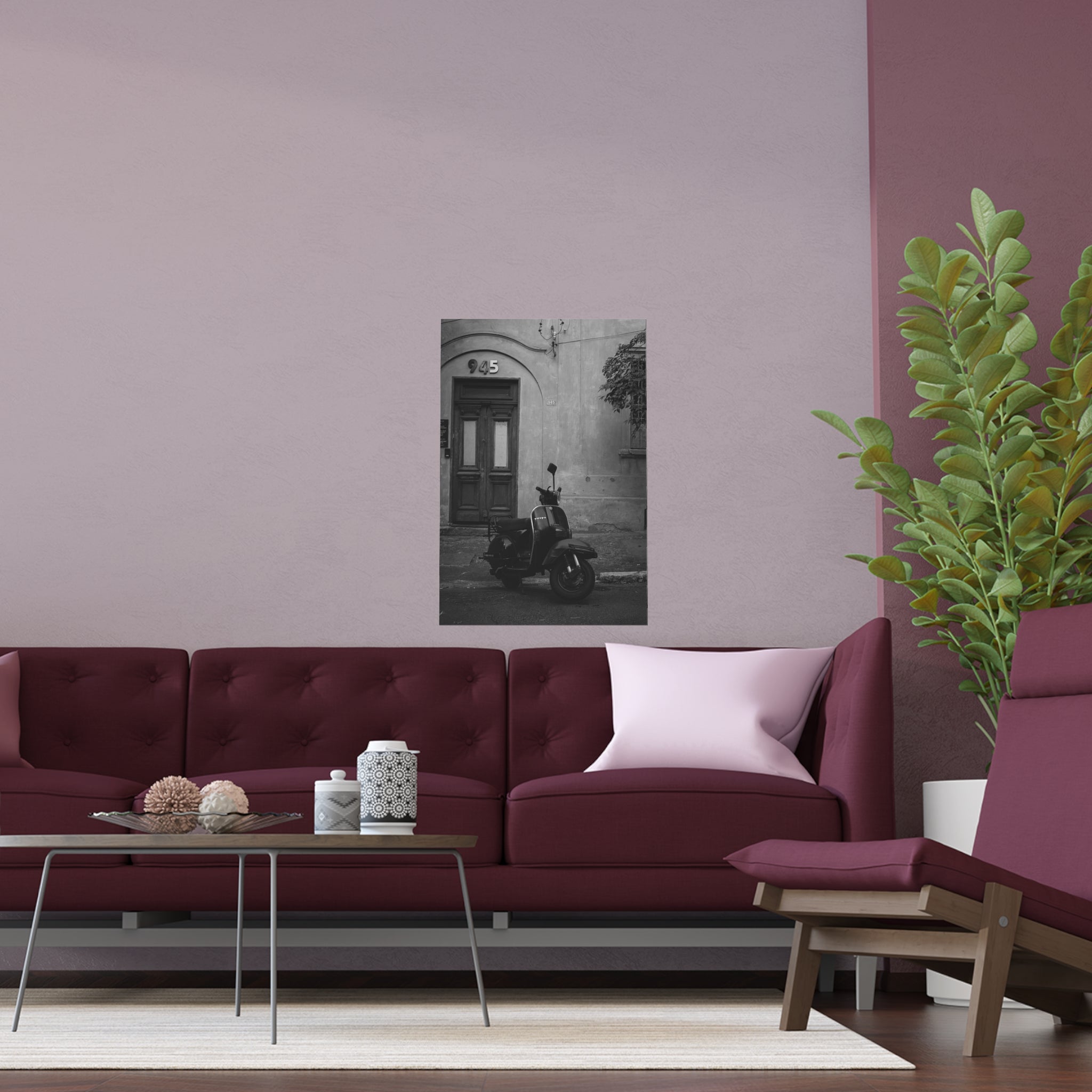 Vintage Vespa Scooter poster Silk Poster | Black and White European Street Photography