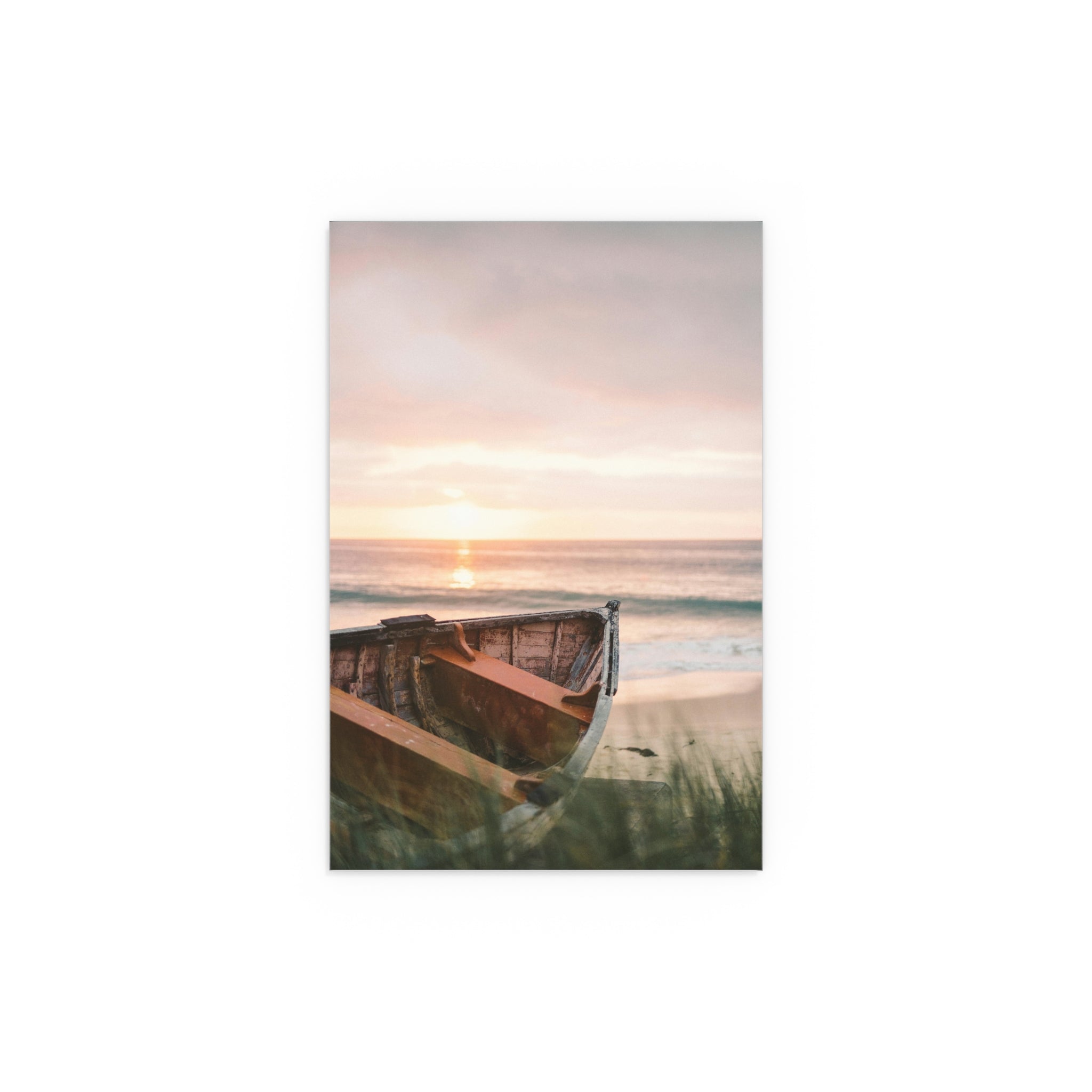 Sunset Rowboat Beach Poster | Silk Wall Art