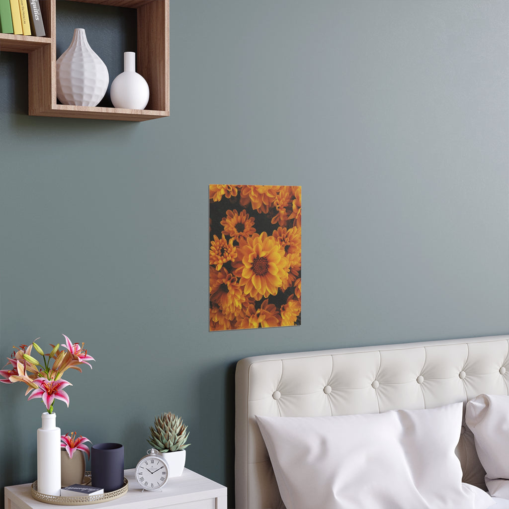 Golden Chrysanthemum Floral Print Poster | Silk Poster