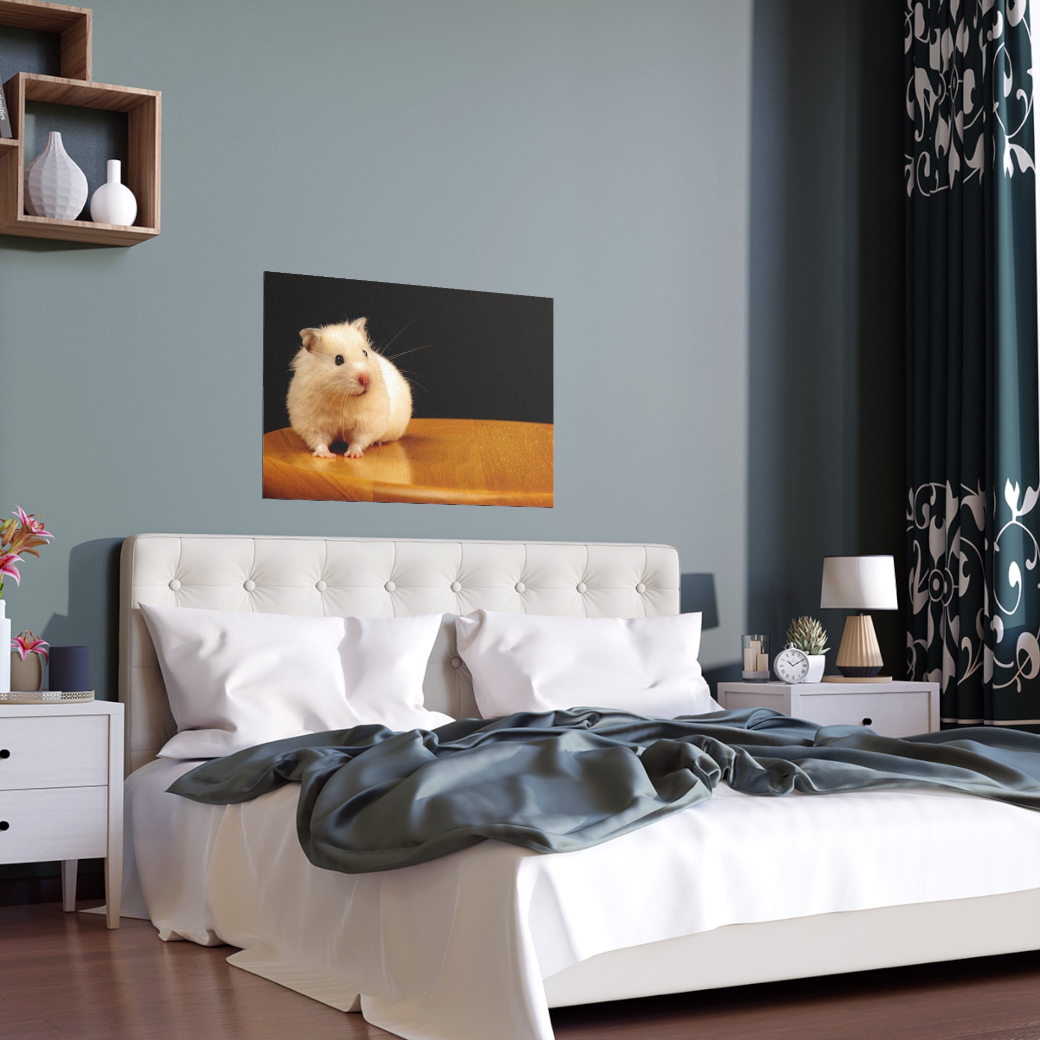 Cute White Hamster Silk Poster | Indoor Outdoor Wall Art