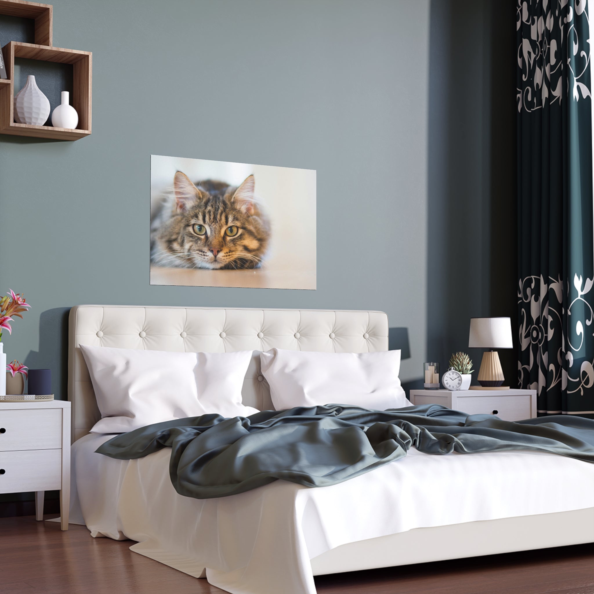 Tabby Cat Face Silk Poster | Indoor Outdoor Cat Wall Art