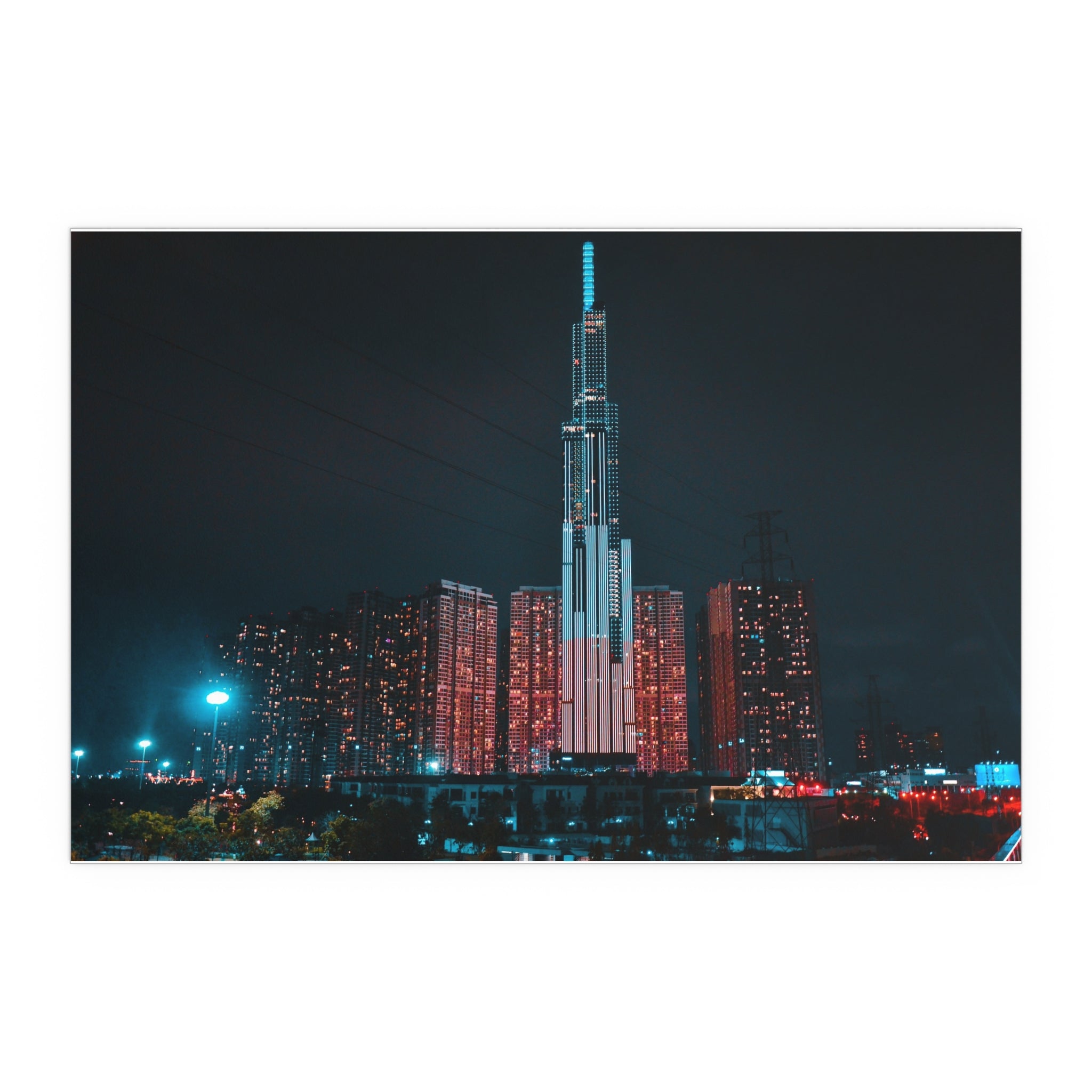 Neon City Skyline Poster