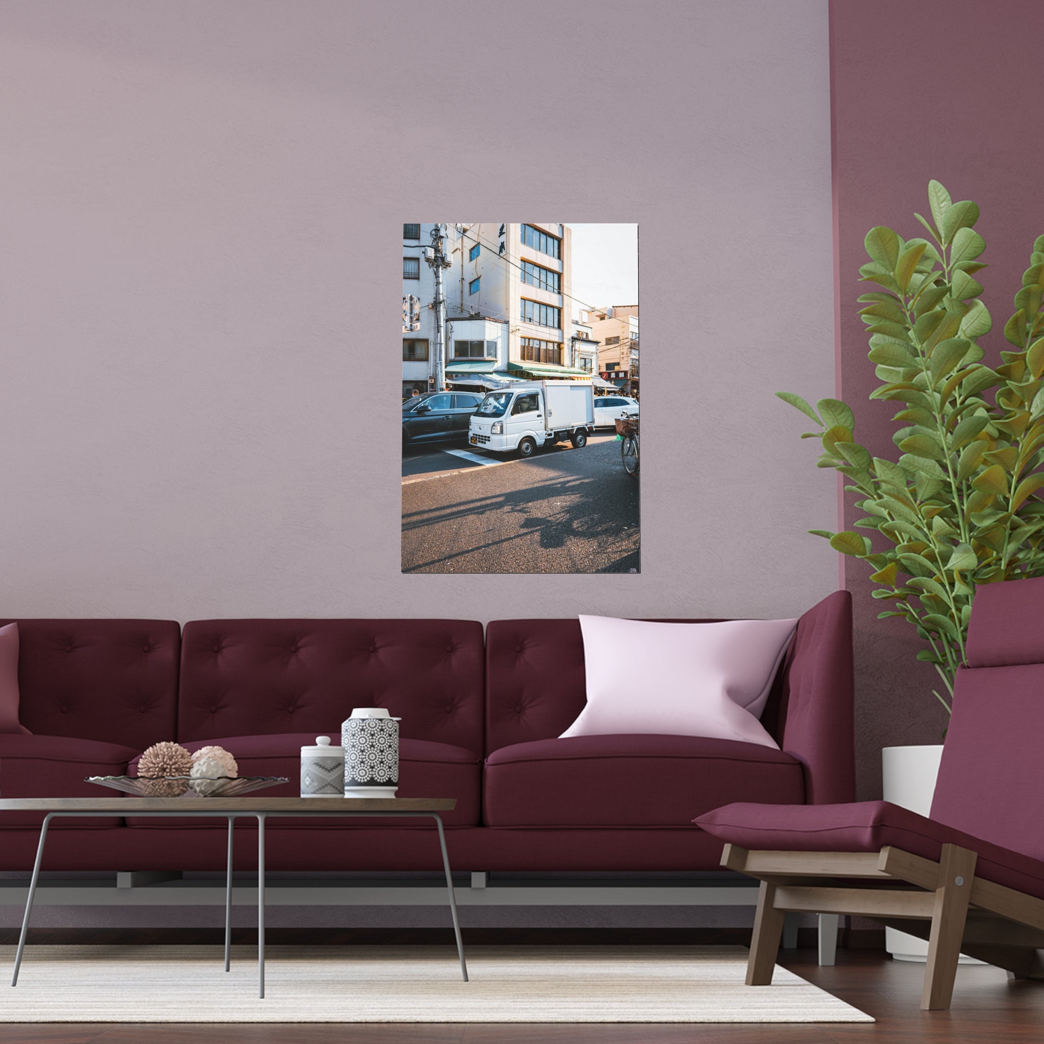 Urban Street Scene Silk Poster | Indoor Outdoor Wall Art