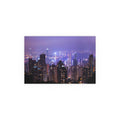 City Skyline at Night Silk Poster | Urban Neon Cityscape Poster