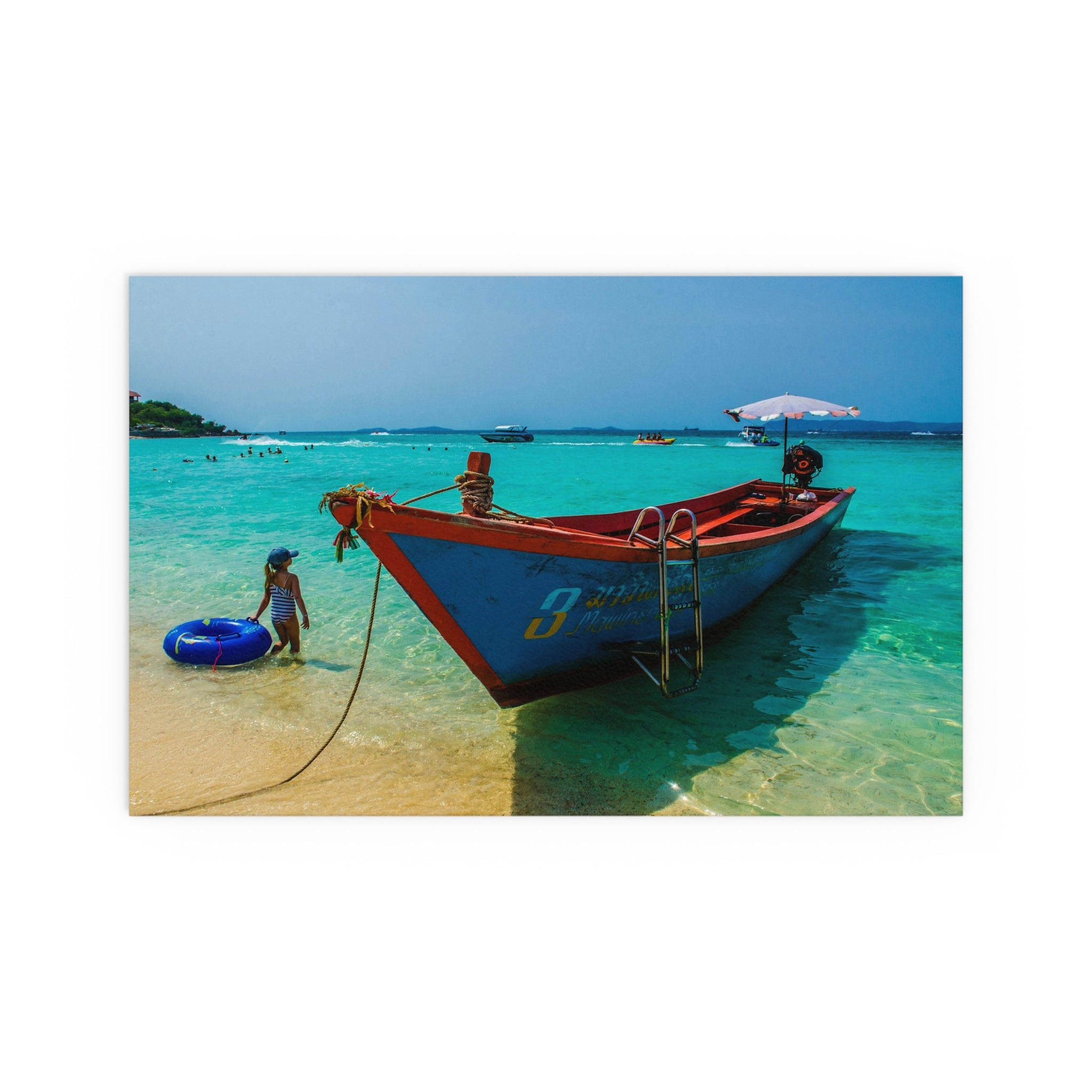 Tropical Boat Beach Poster | Silk Wall Art