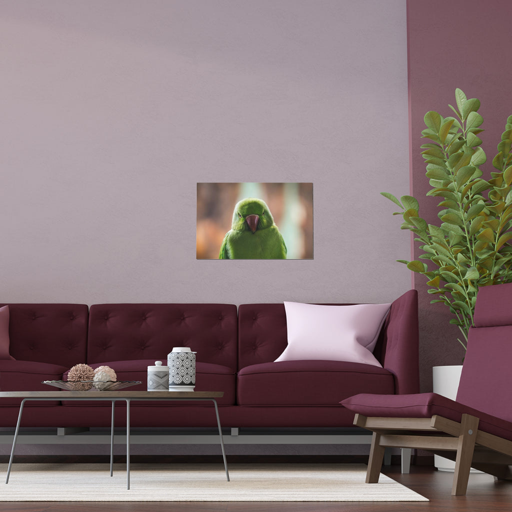 Green Parrot Portrait Silk Poster | Indoor Outdoor Wall Art