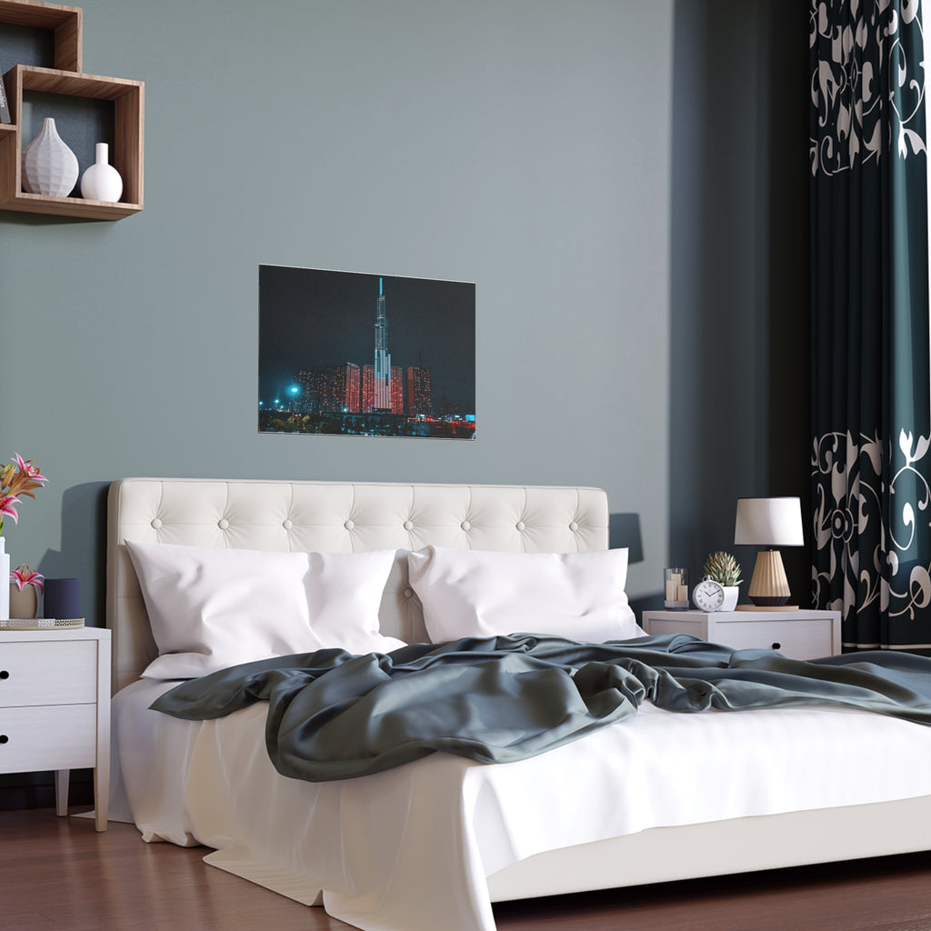 Neon City Skyline Poster