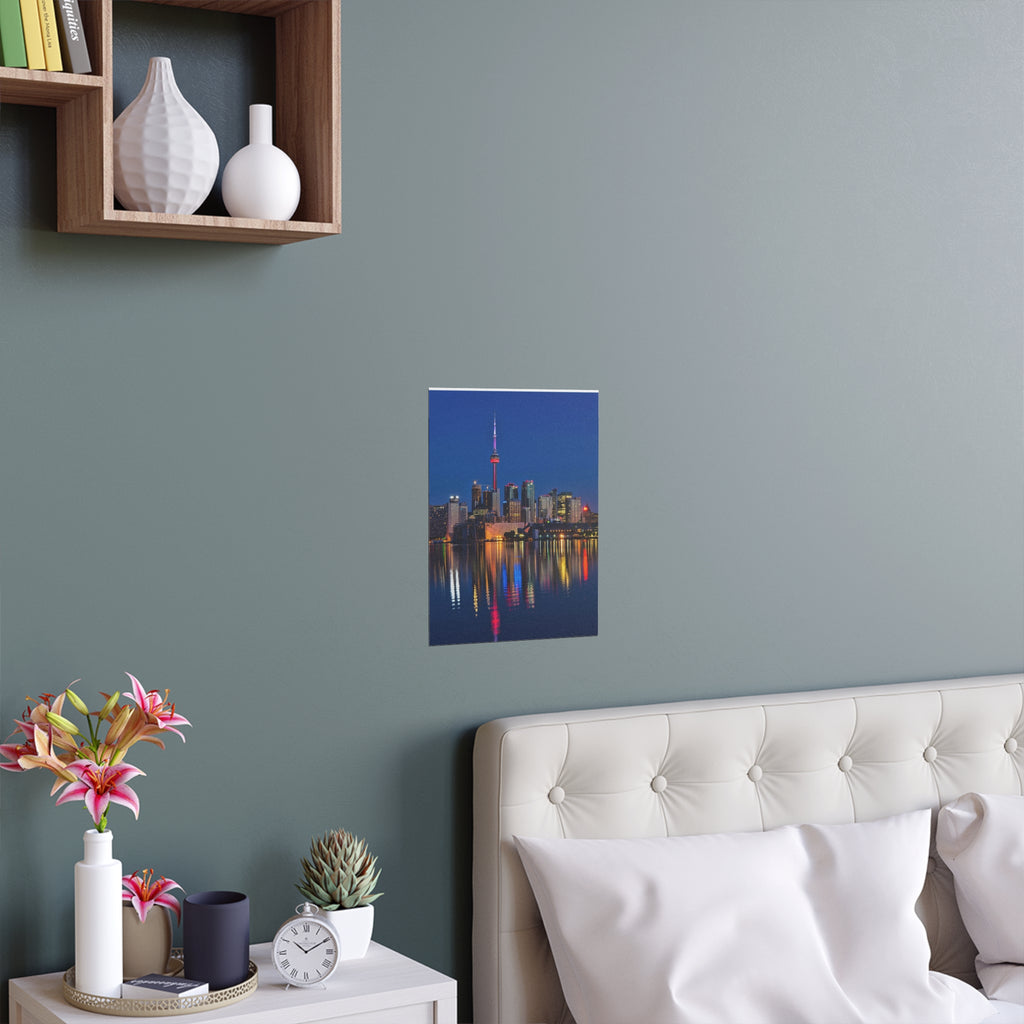 Toronto Skyline Silk Poster | Cityscape Night Reflection Indoor Outdoor