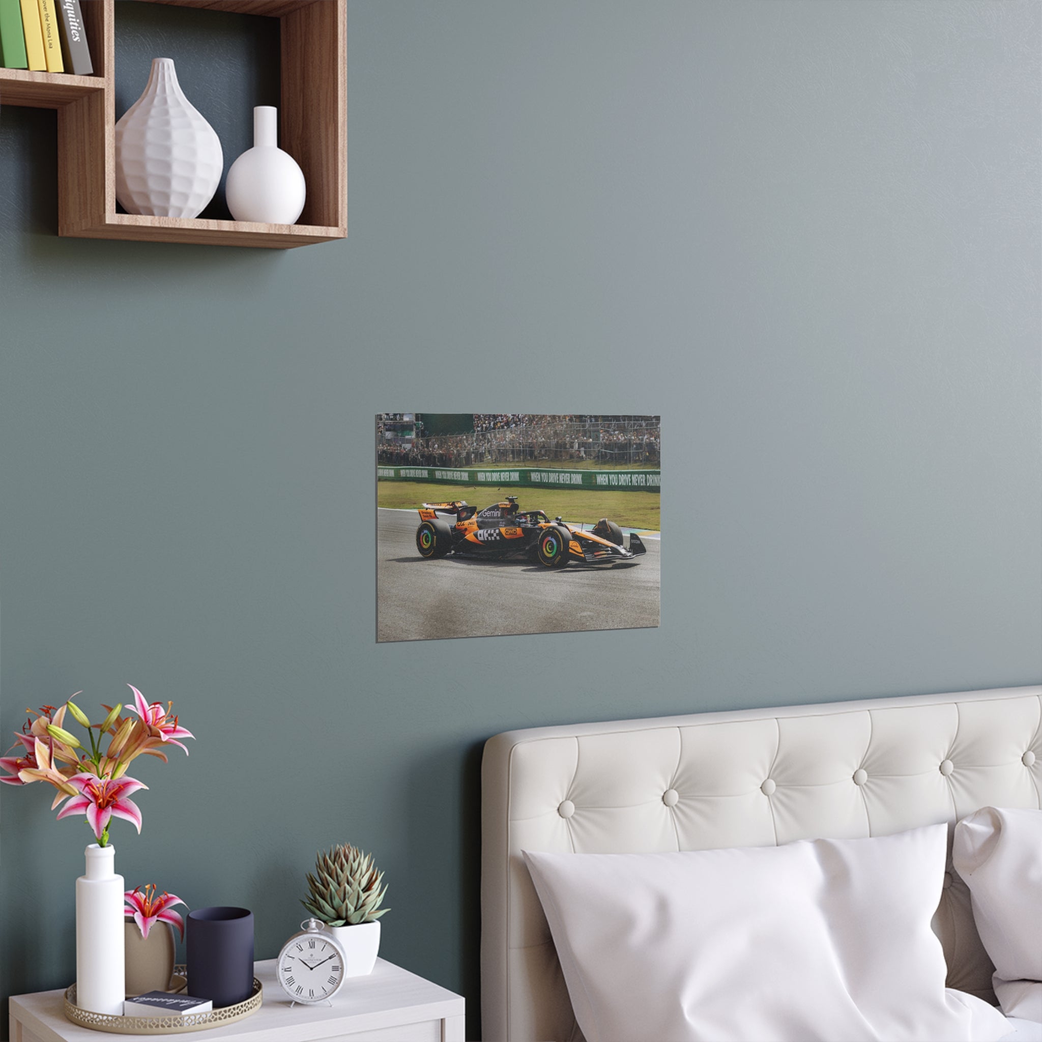 Orange Formula Race Car Silk Poster | Motorsport Wall Art
