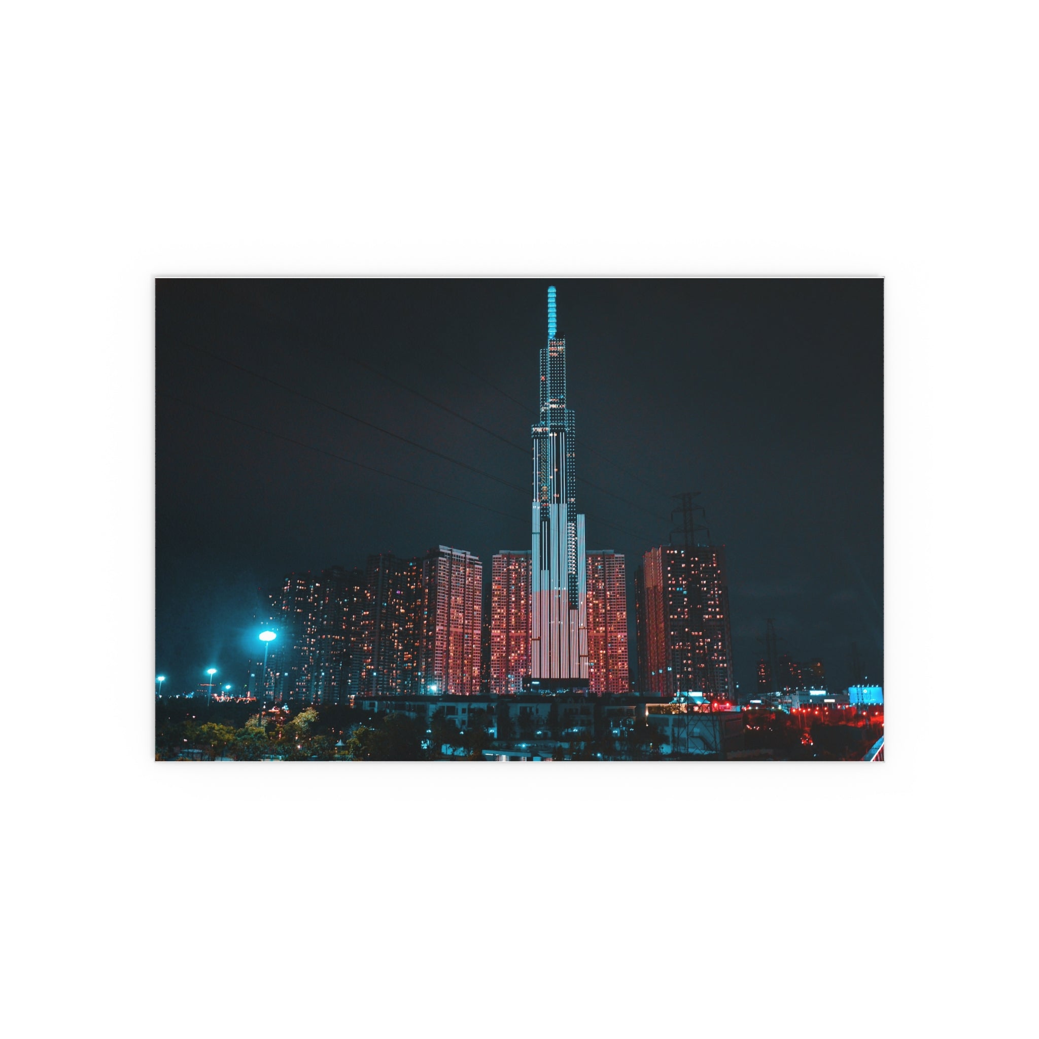 Neon City Skyline Poster