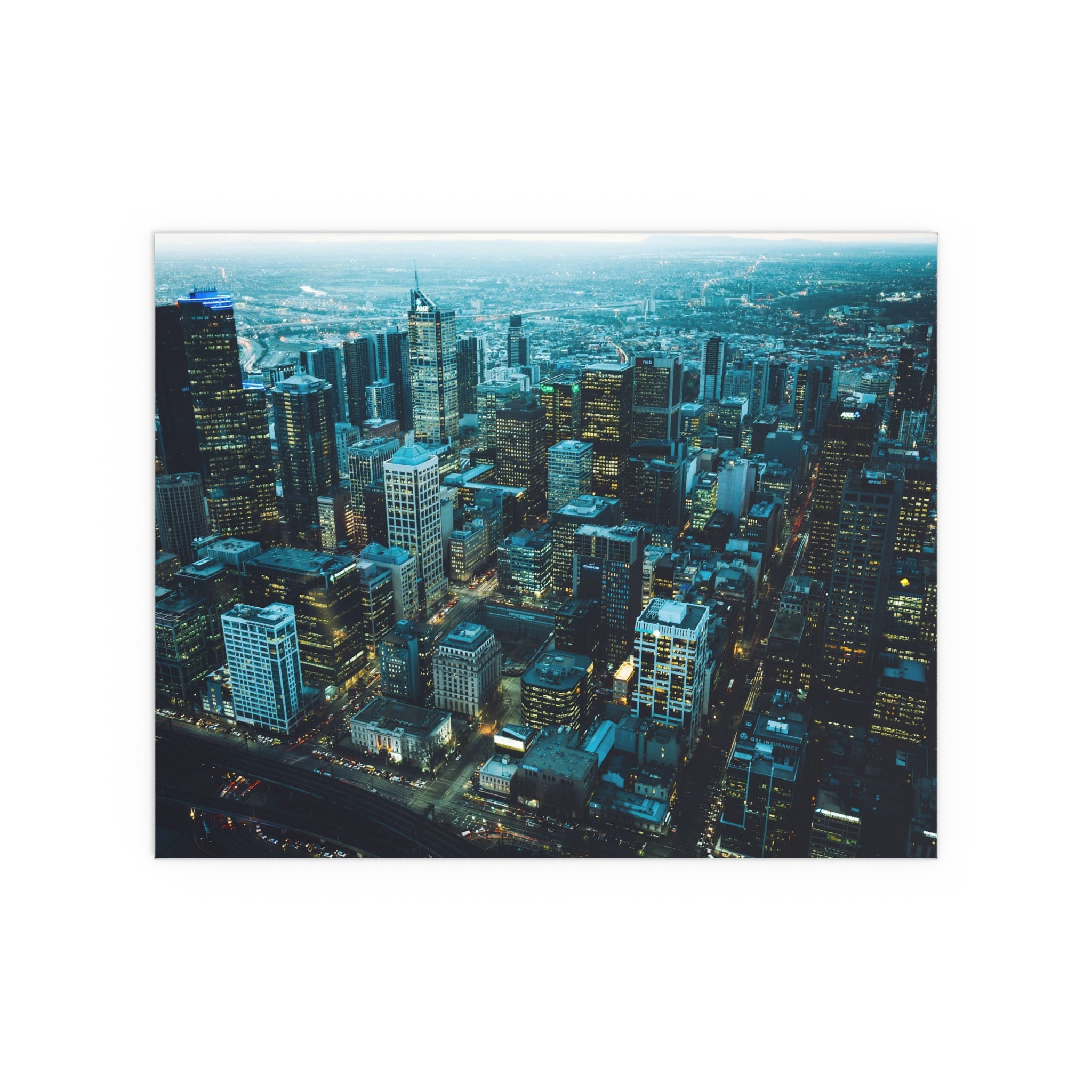 City Skyline at Dusk Silk Poster | Indoor Outdoor Wall Art
