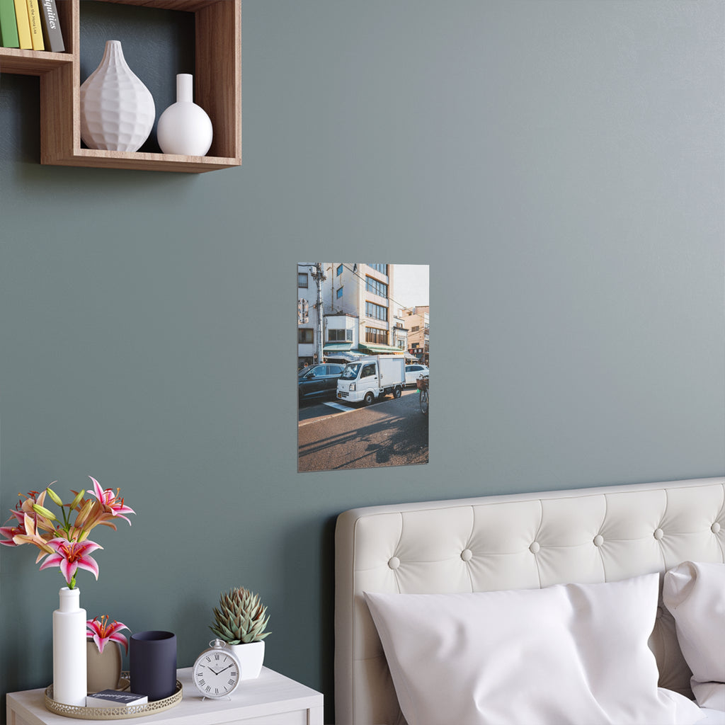 Urban Street Scene Silk Poster | Indoor Outdoor Wall Art